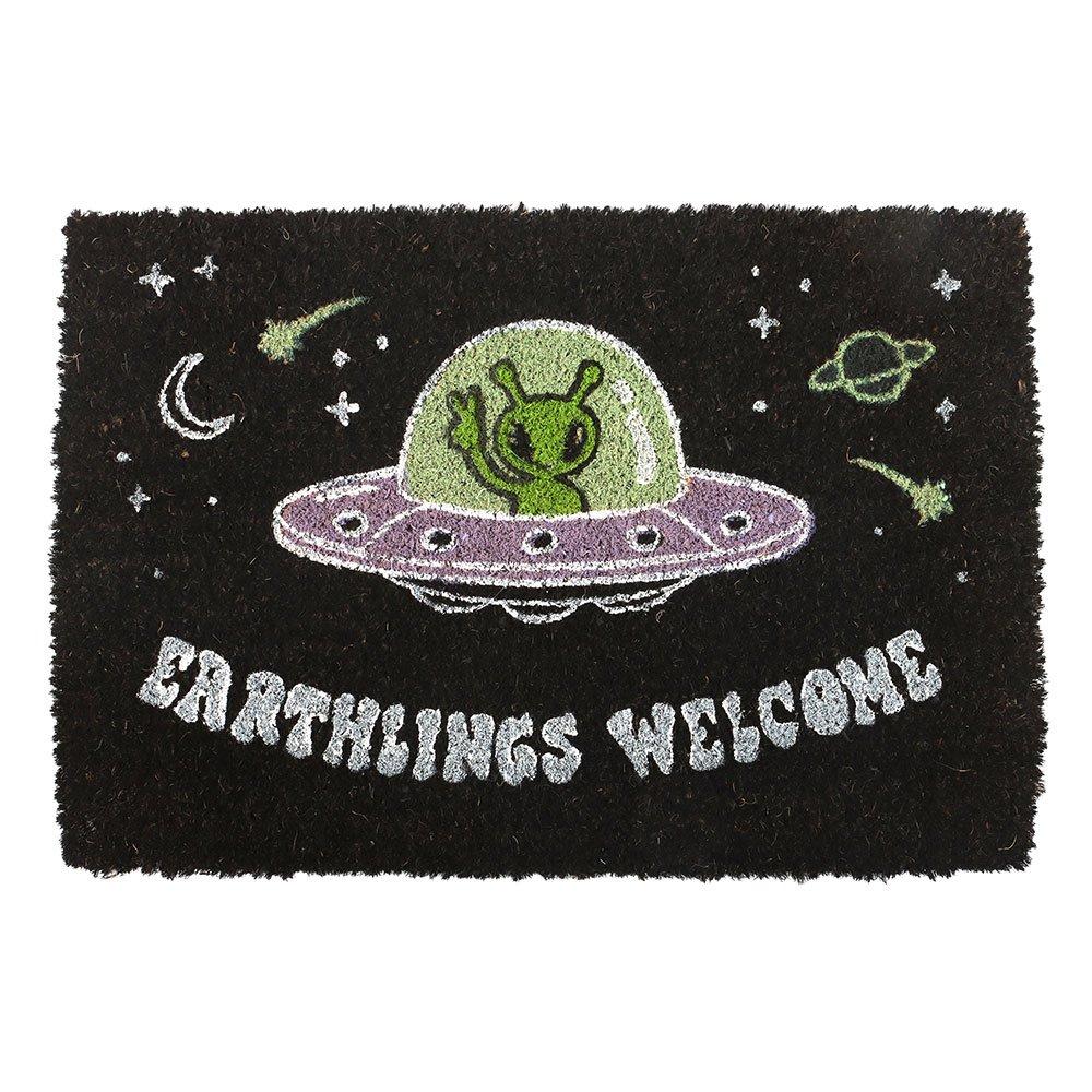 Black - Something Different - Black Earthlings Welcome Alien UFO Doormat - 2