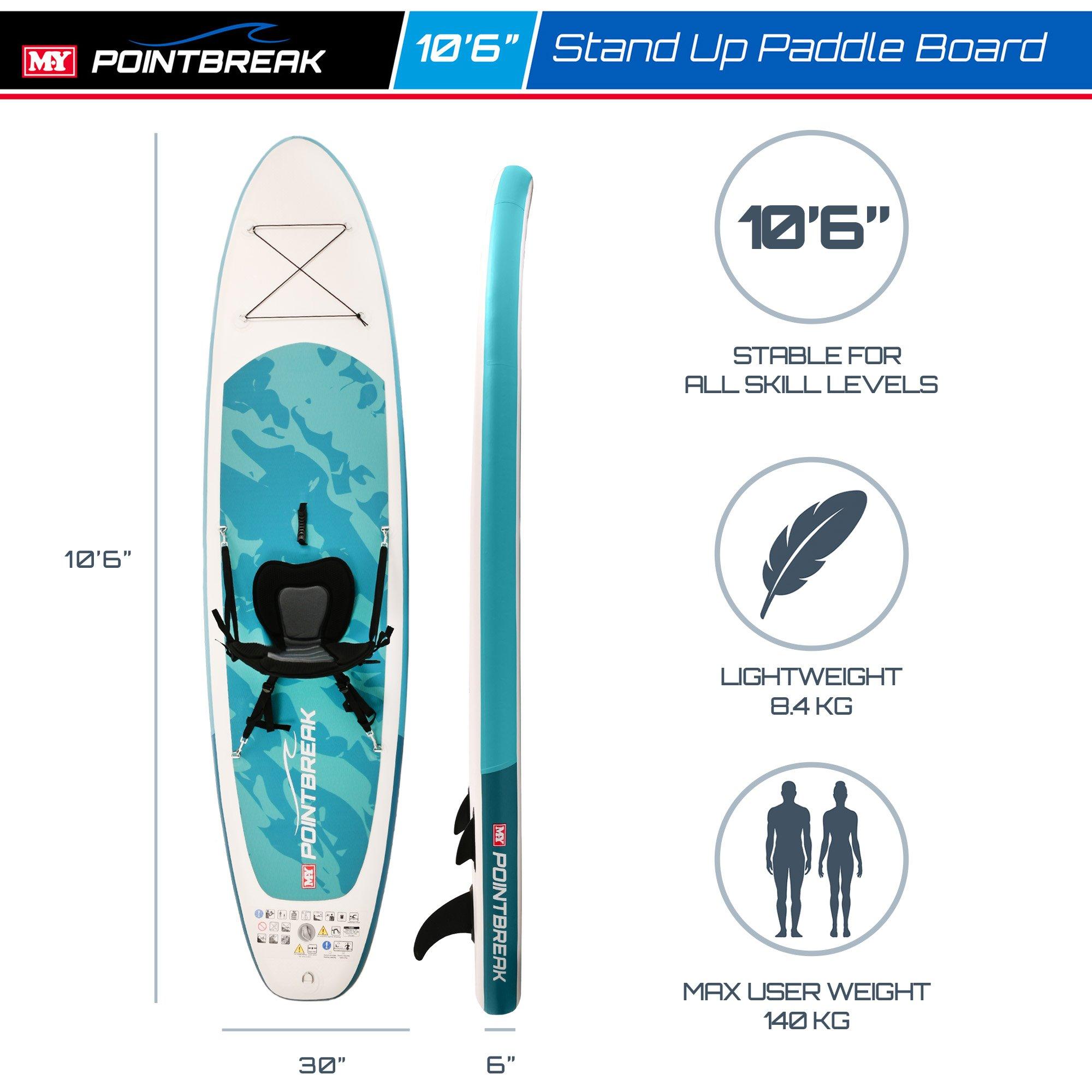 Blue - Planet Direct - M.Y Point Break 10ft 6in Inflatable Paddle Board w - 2