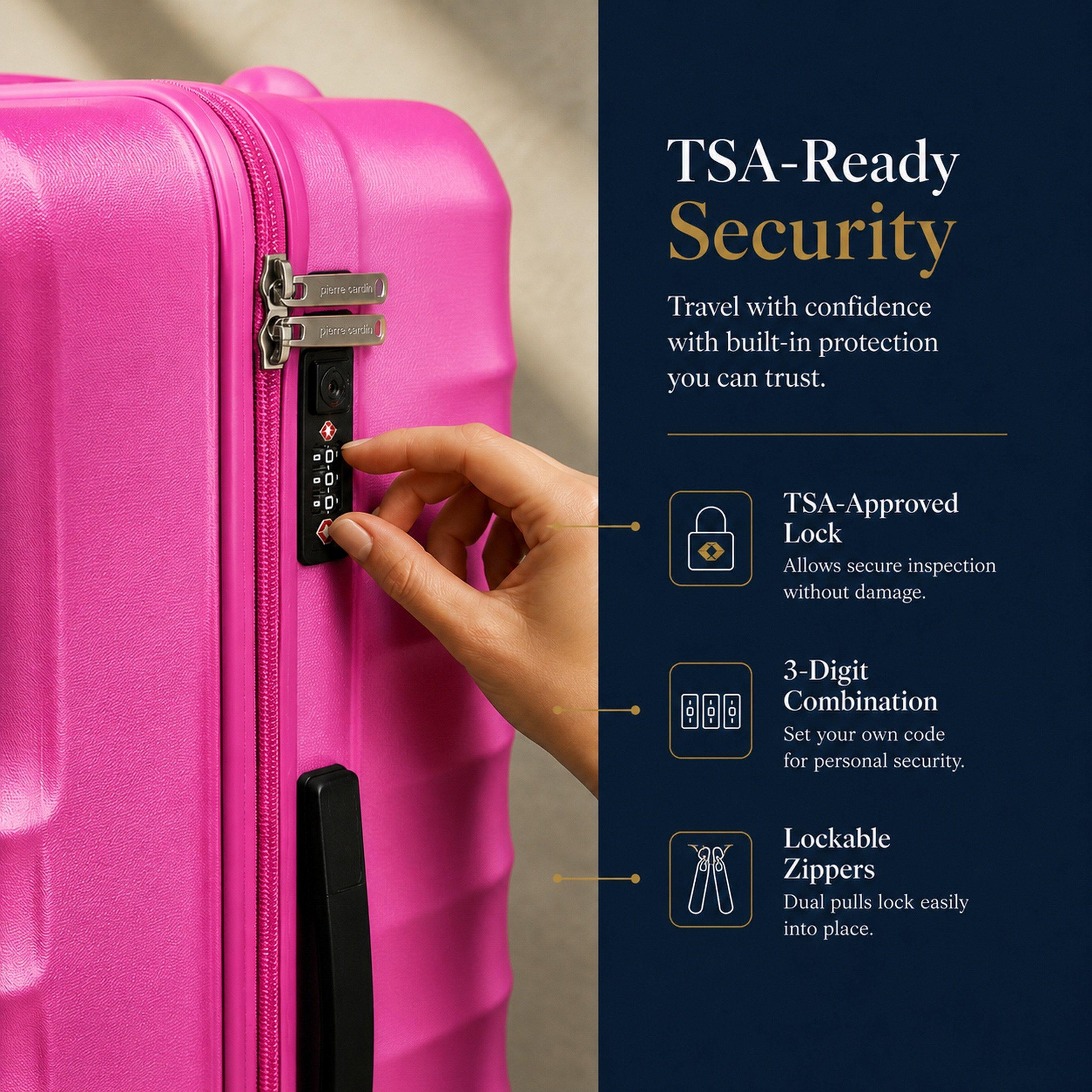 Pink - Pierre Cardin - Soleil 30-inch Hard Shell Large Suitcase Luggage - 9