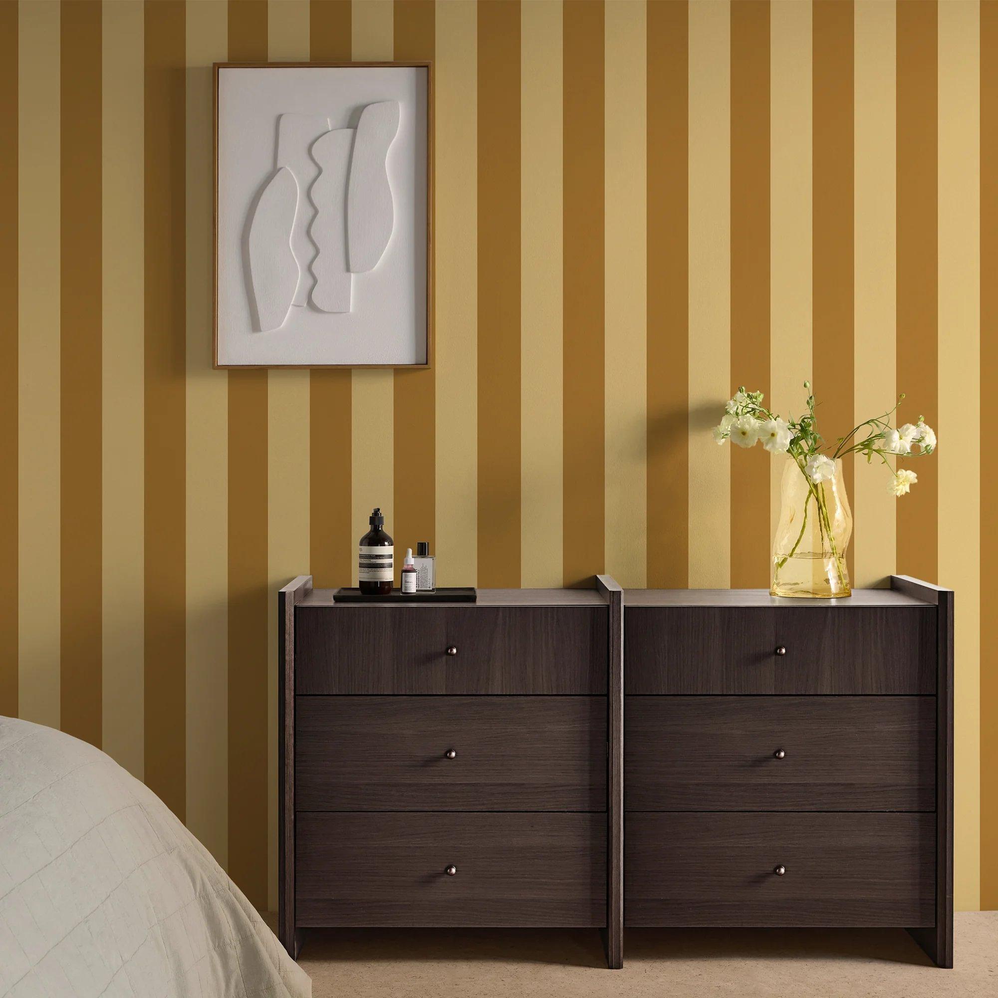 Ochre - MADE - Demi Wide Stripe Wallpaper - 2