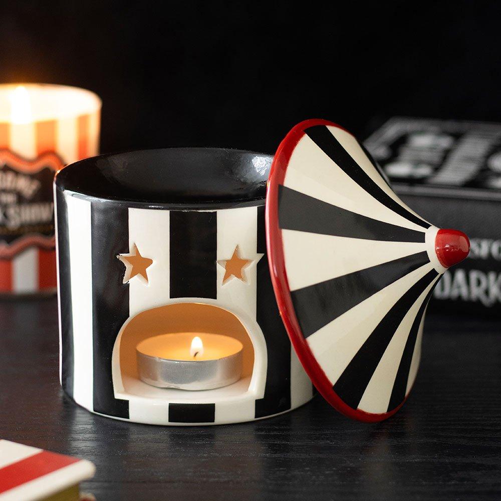 Black - Something Different - Black Striped Circus Tent Oil Burner - 2