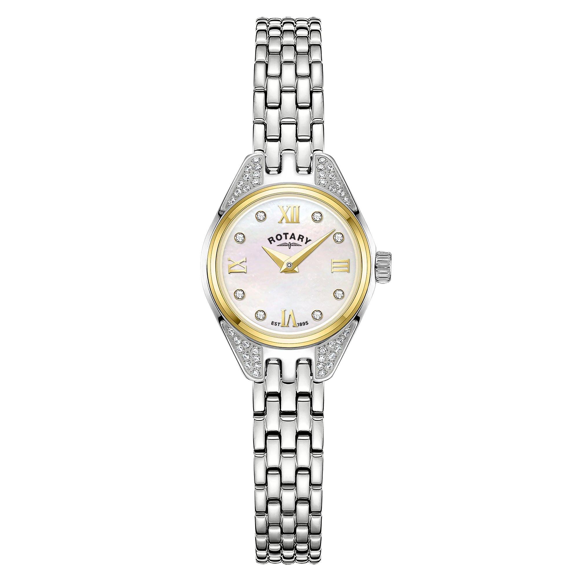 Silver - Rotary - Ladies Cocktail MOP SS Bracelet Watch - 1