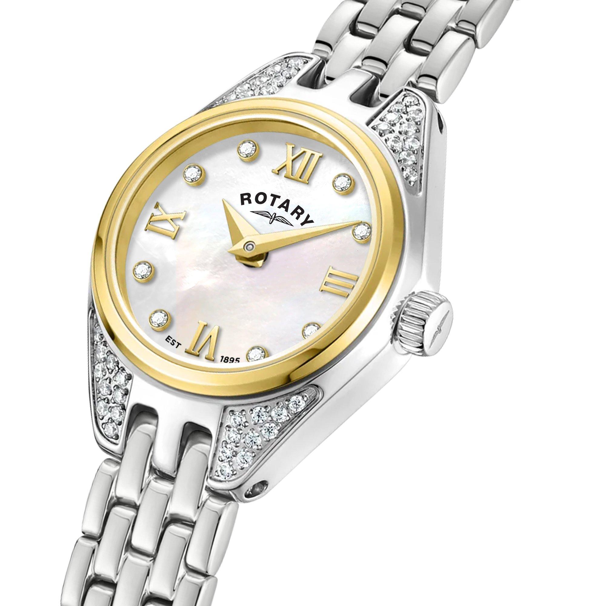 Silver - Rotary - Rotary Ladies Cocktail MOP SS Bracelet Watch - 2