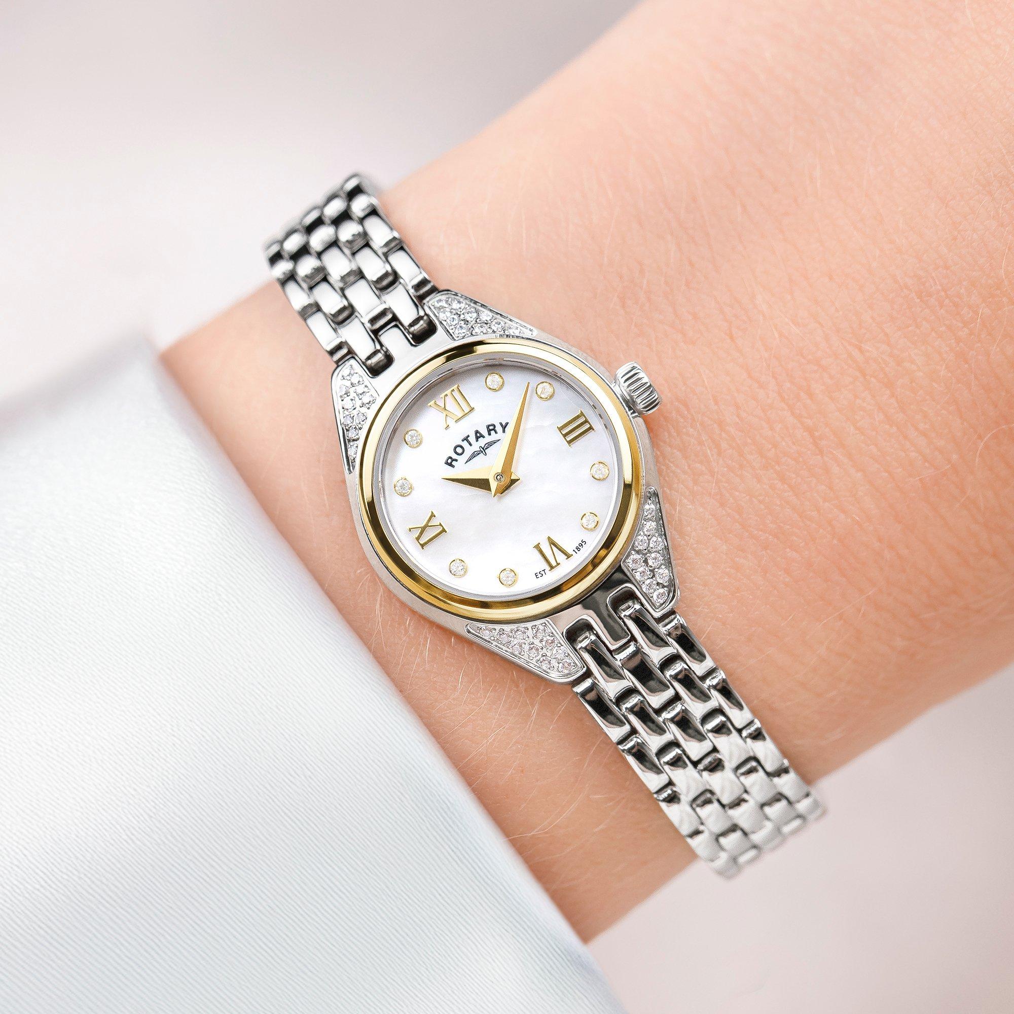 Silver - Rotary - Rotary Ladies Cocktail MOP SS Bracelet Watch - 3