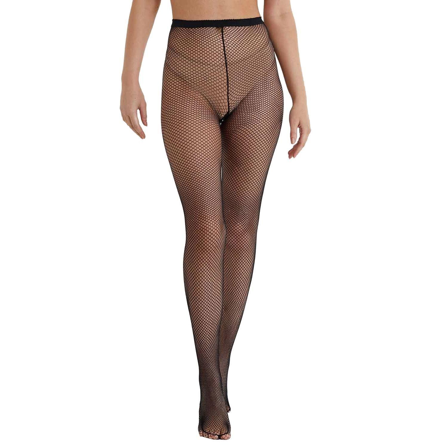 Black - Playful Promises - Bettie Page Fishnet Seamed Tights - Black - 1
