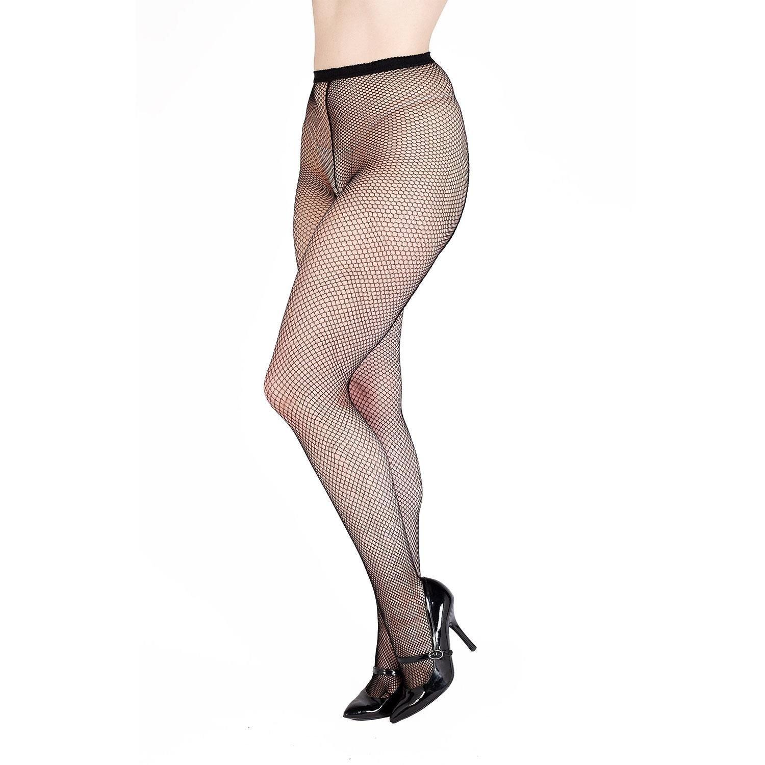 Black - Playful Promises - Bettie Page Fishnet Seamed Tights - Black - 3