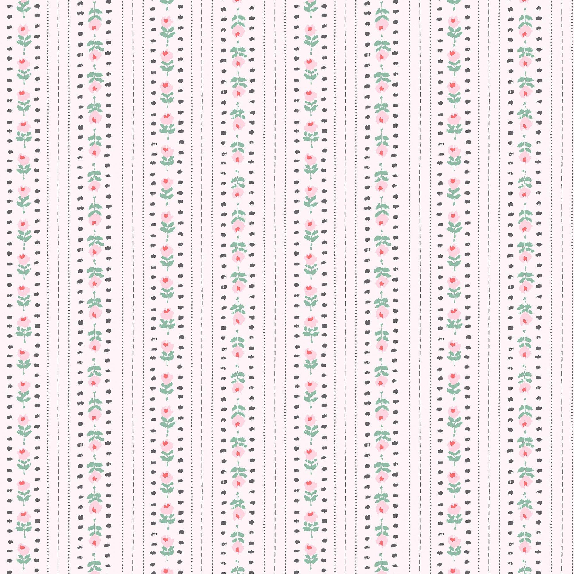 Pink - Cath Kidston - Rose Ticking Stripe Pink Wallpaper - 2