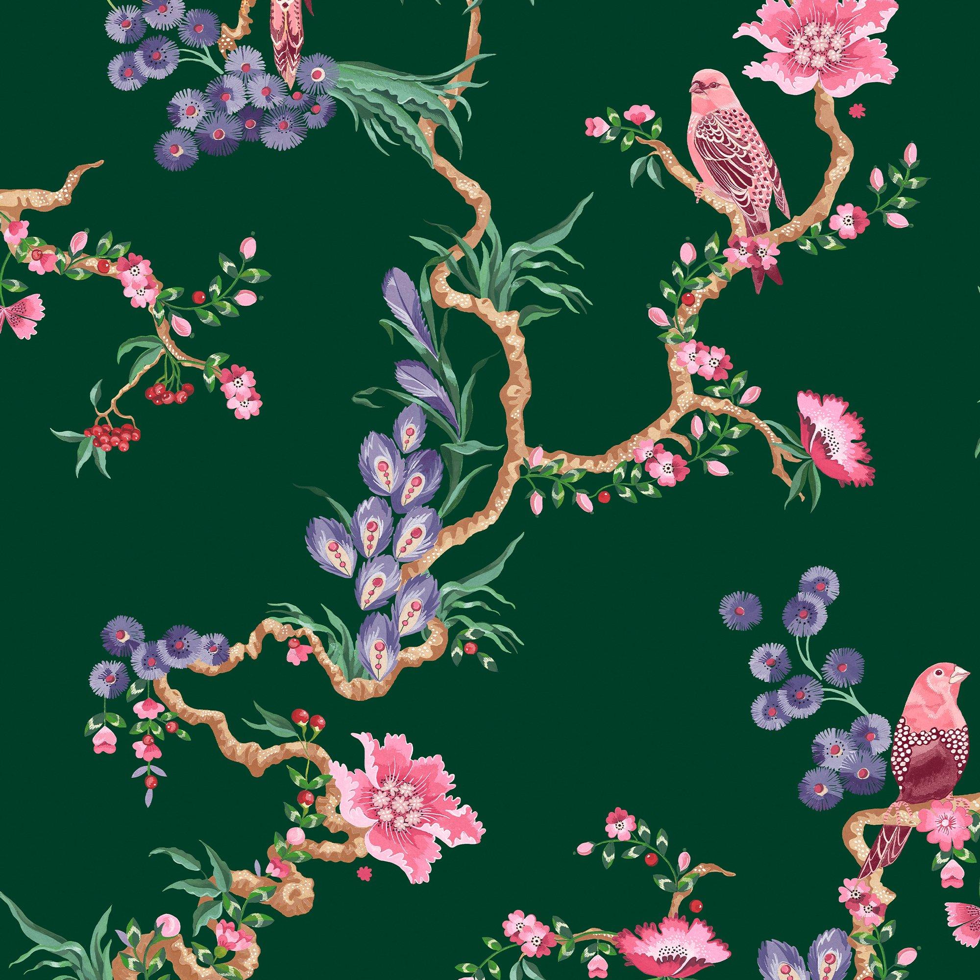 Emerald - Cath Kidston - Birds & Berries Emerald Wallpaper - 2