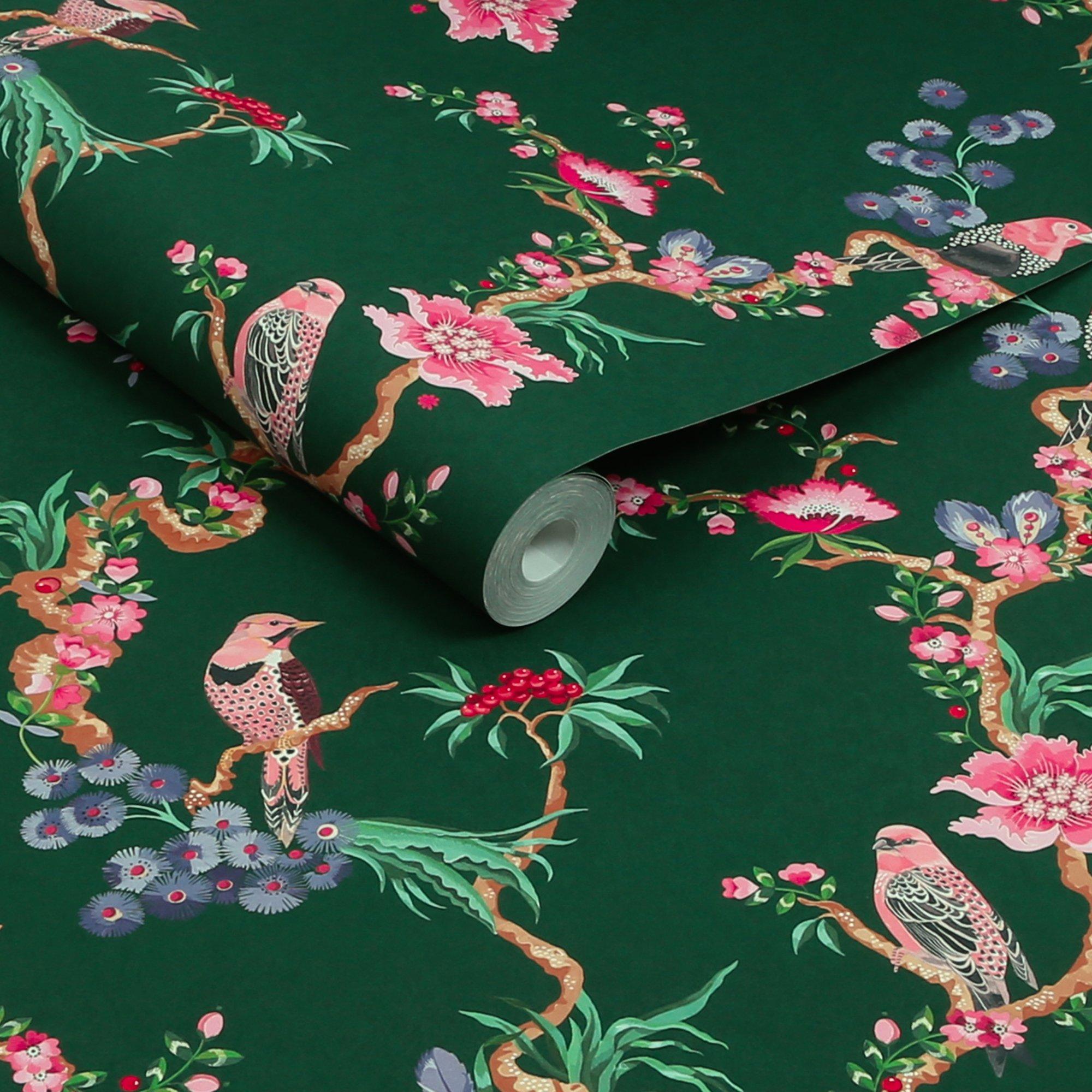 Emerald - Cath Kidston - Birds & Berries Emerald Wallpaper - 3