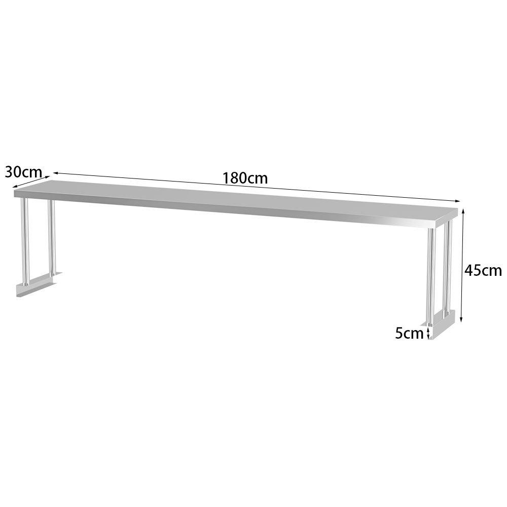Silver - Kabinet UK - 1.8m 1-Tiered Stainless Steel Overshelf - 4