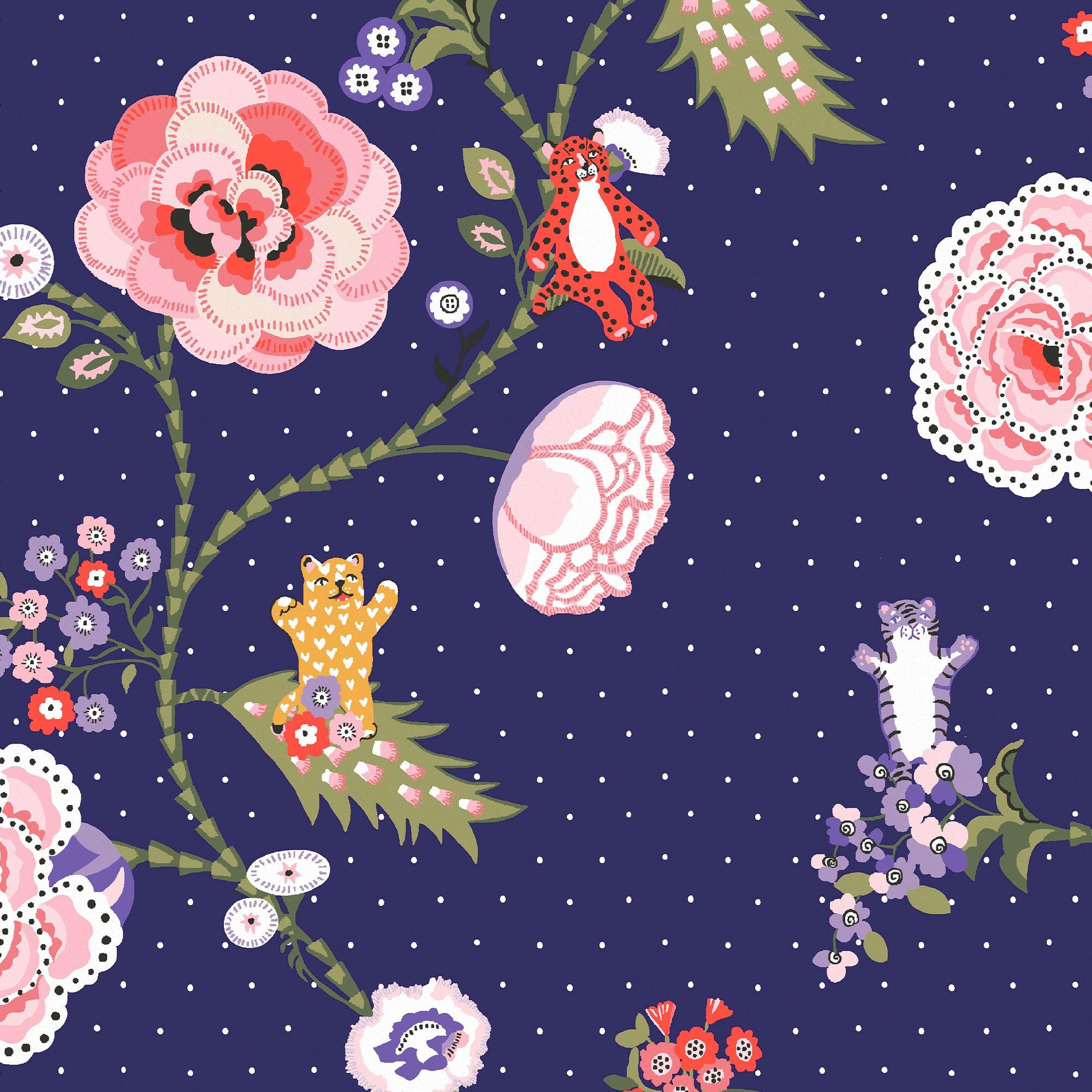 Navy - Cath Kidston - Cath Kidston Catnip Navy Wallpaper - 2