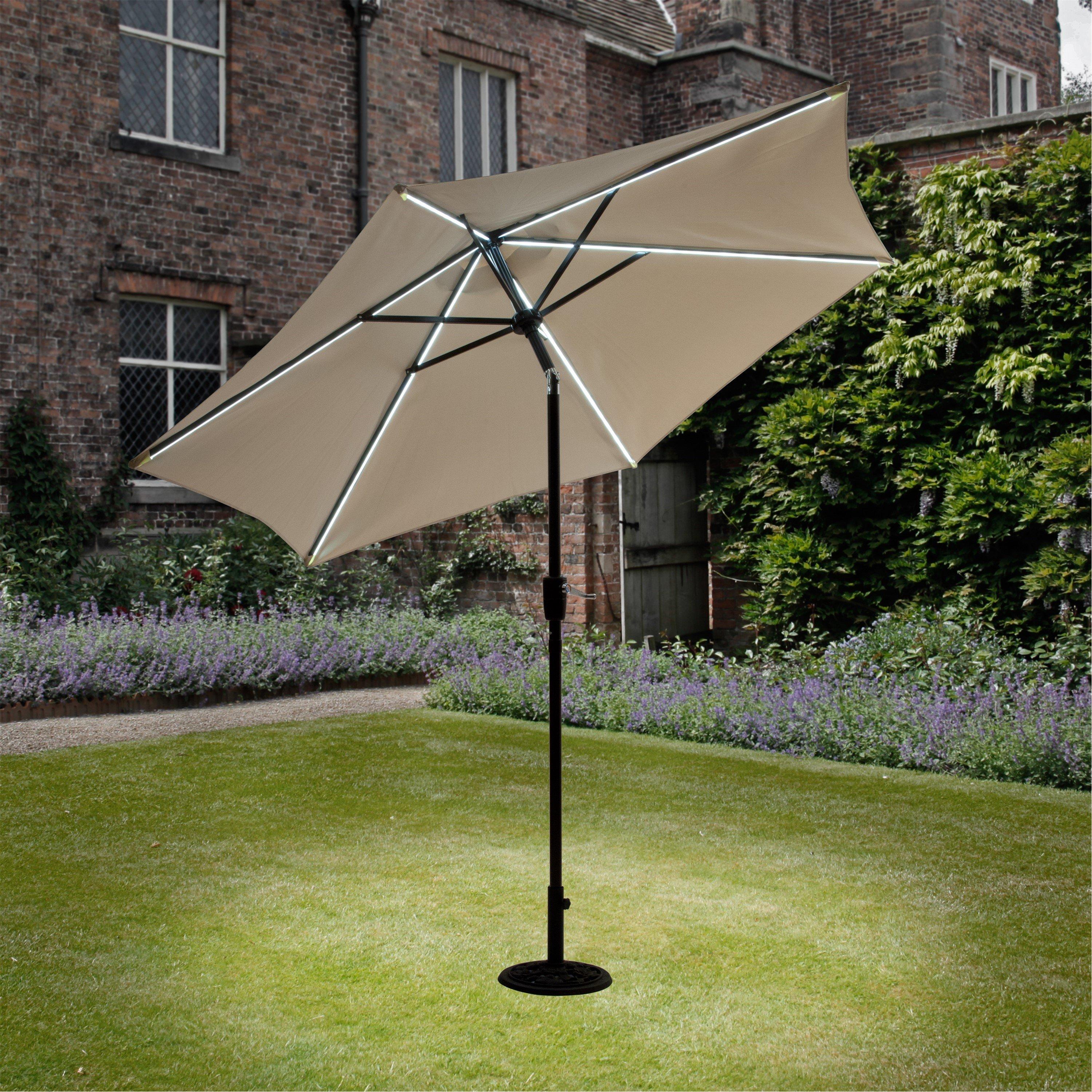 Ecru - Suntime - Garden Parasol with Solar LED strip Lights