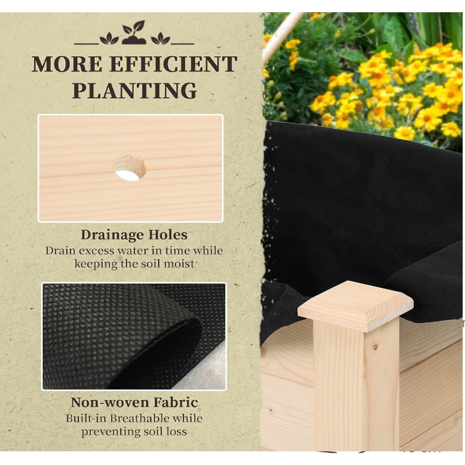 Brown - Outsunny - Wooden PlanterRectangular Raised Bed - 6