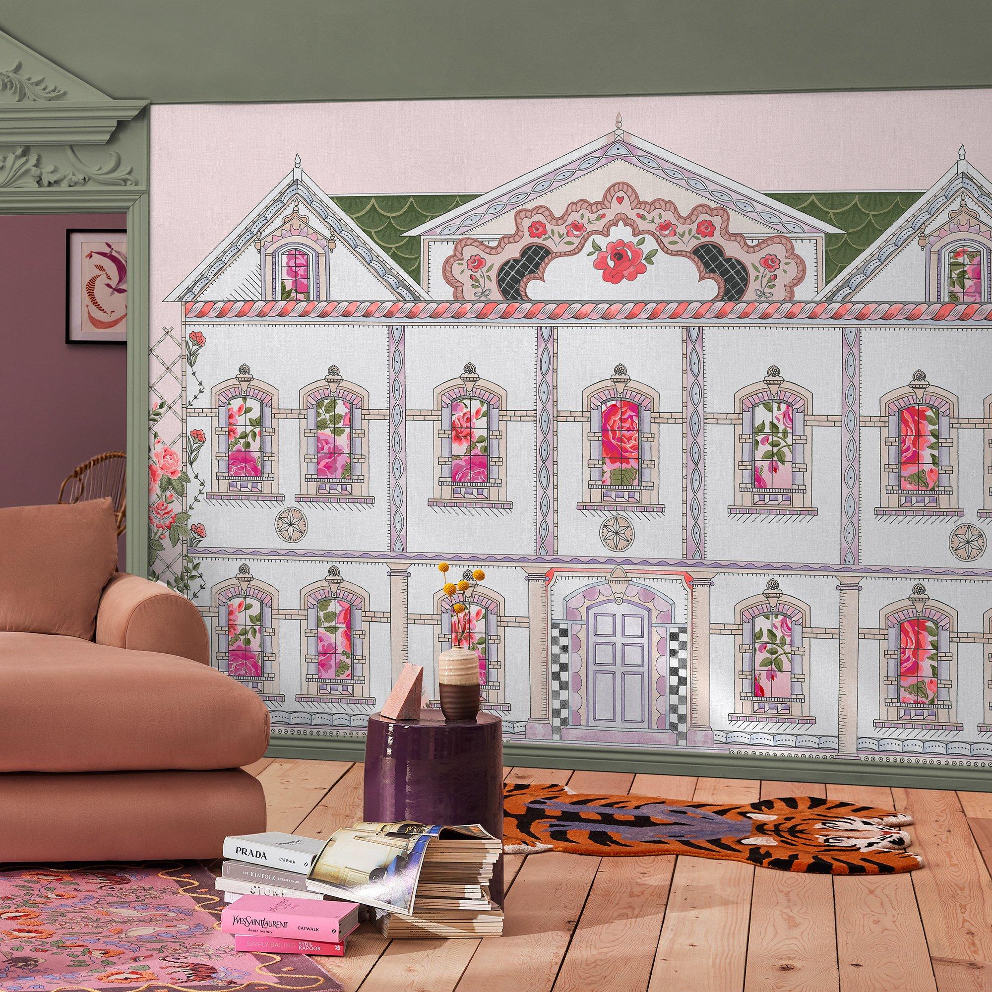 Pink - Cath Kidston - Cath Kidston Doll House Pink Fixed Size Mural - 1