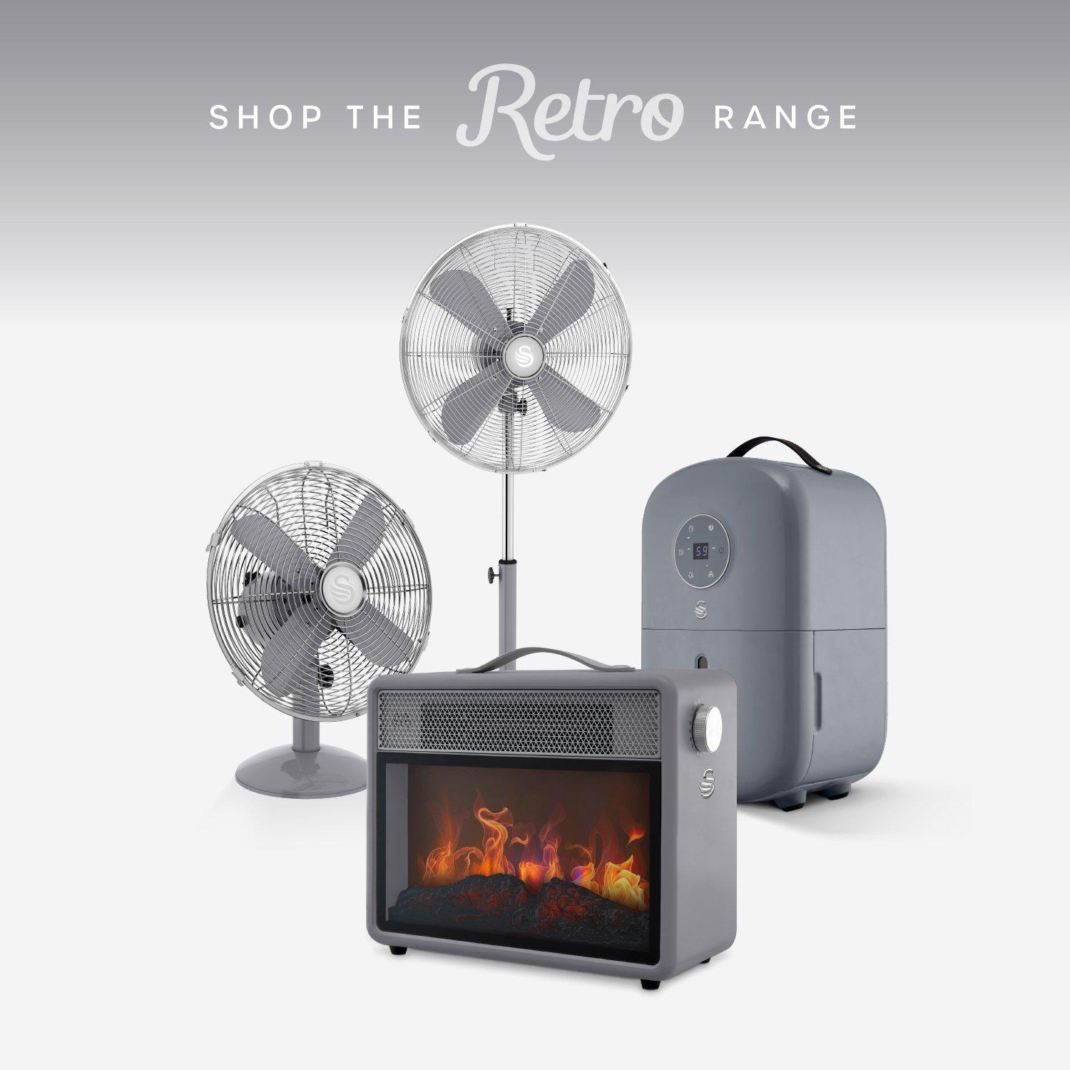 Grey - Swan - 1.8kW Retro Flame Effect Heater - 9