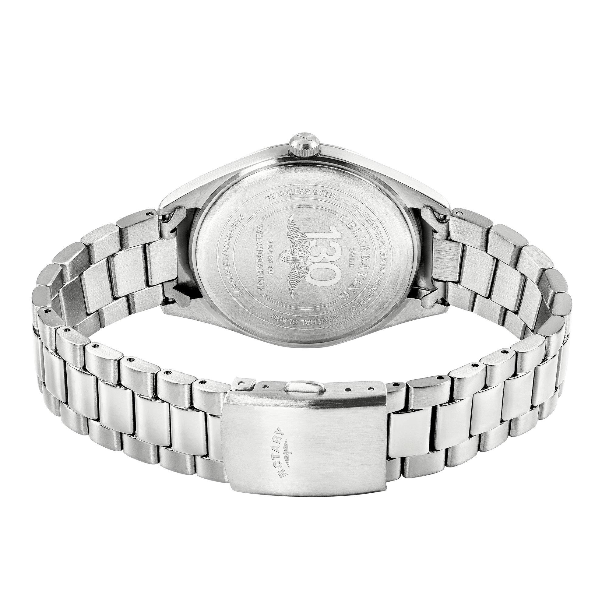 Silver - Rotary - Rotary Mens Seamatic Silver SS Bracelet Watch - 4