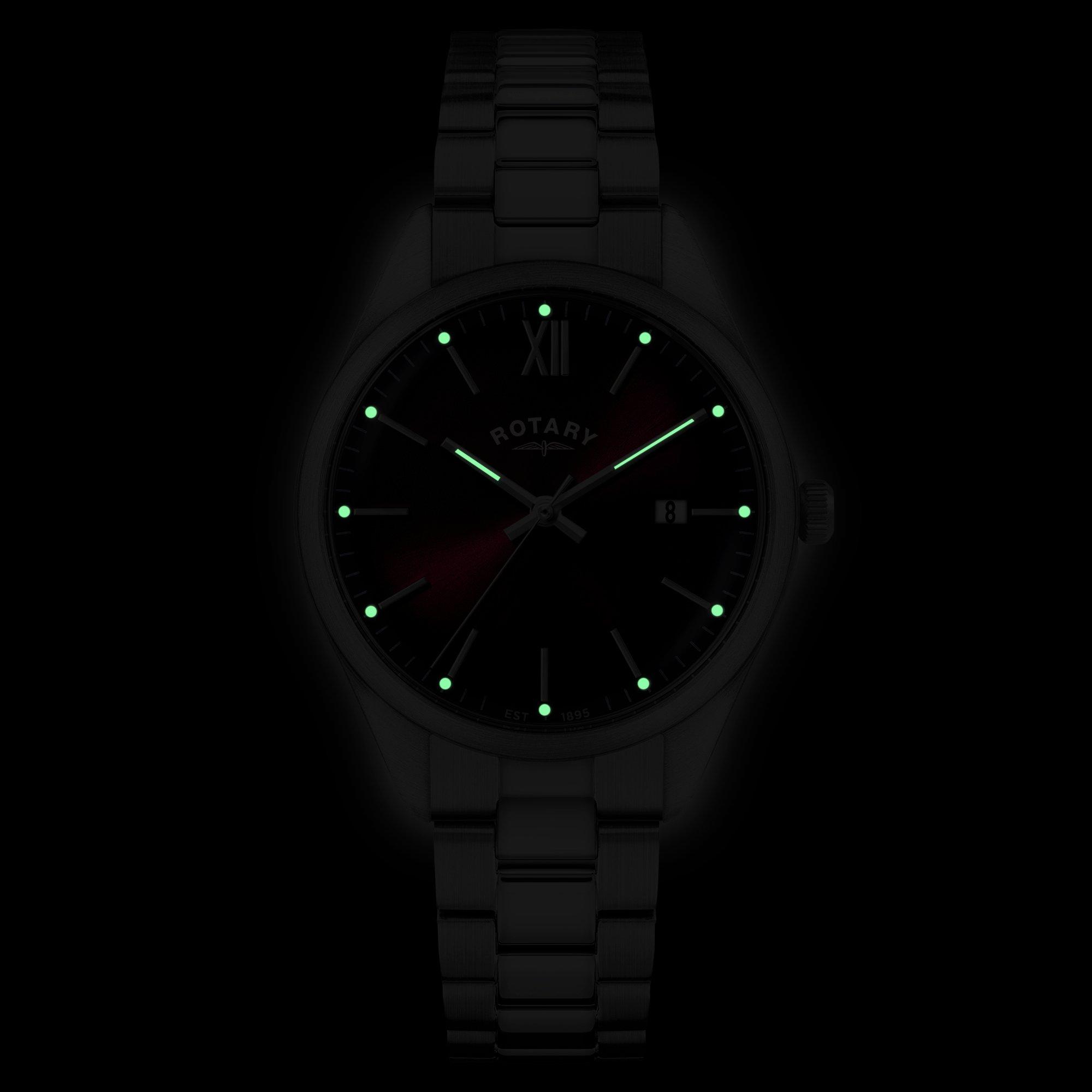 Silver - Rotary - Rotary Mens Seamatic Silver SS Bracelet Watch - 5