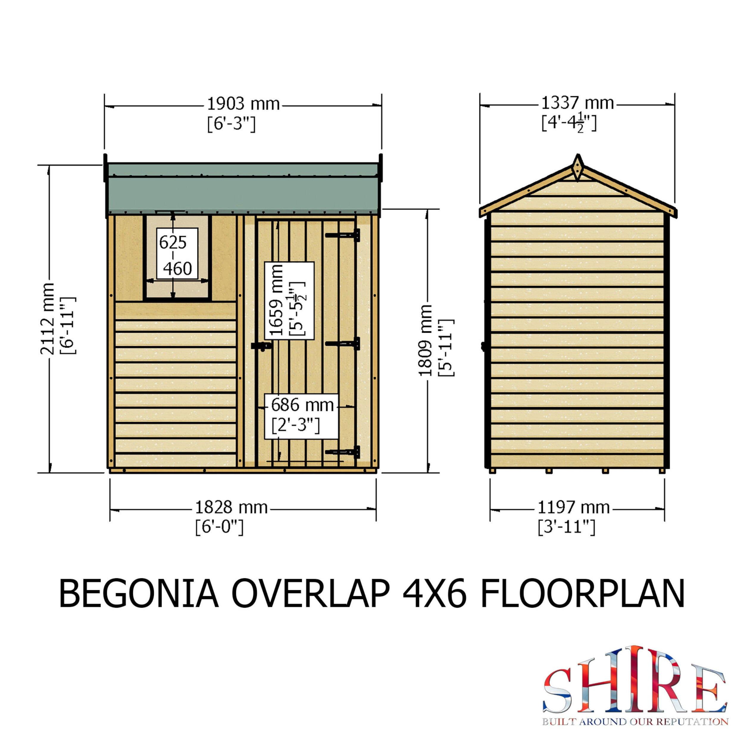 Wood - Shire - Overlap 6x4 SD Reverse Apex - 4