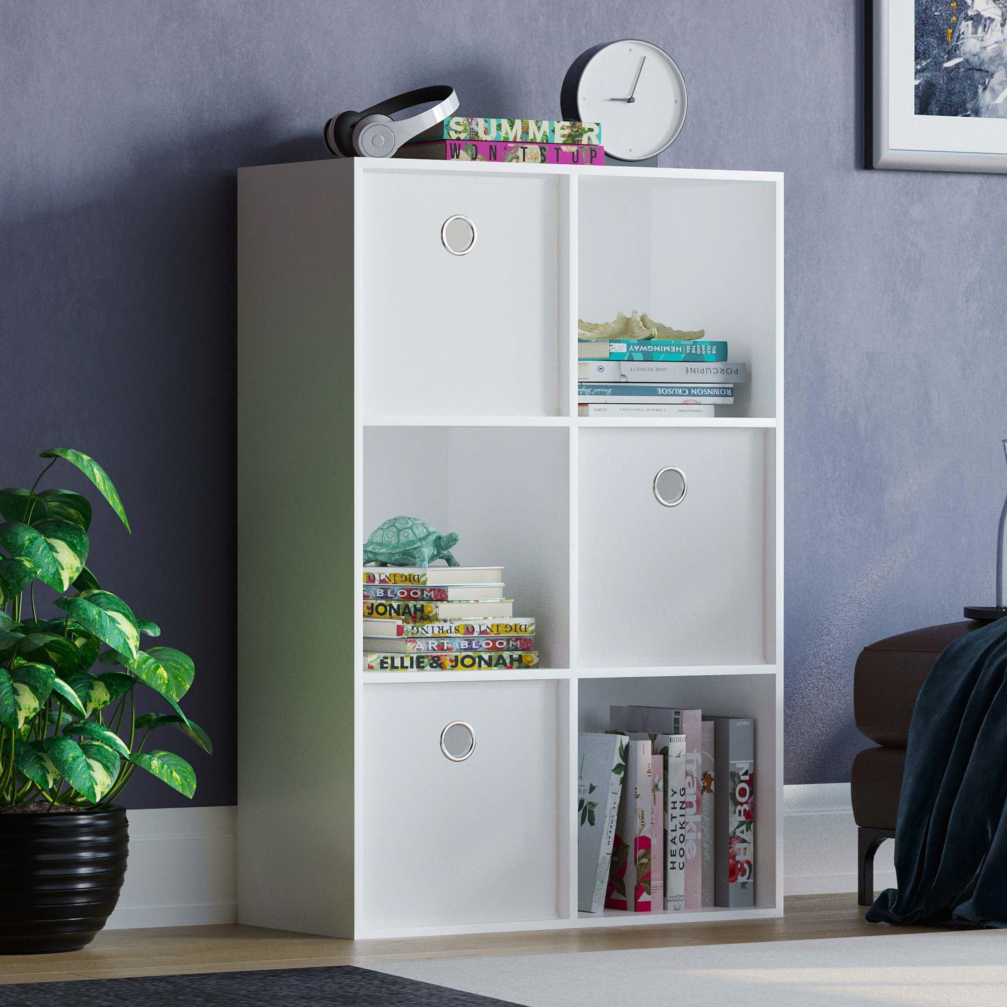 White - Lassic - 2x3 Cube Storage Unit (W) + Set of 3 Storage Cubes - 1