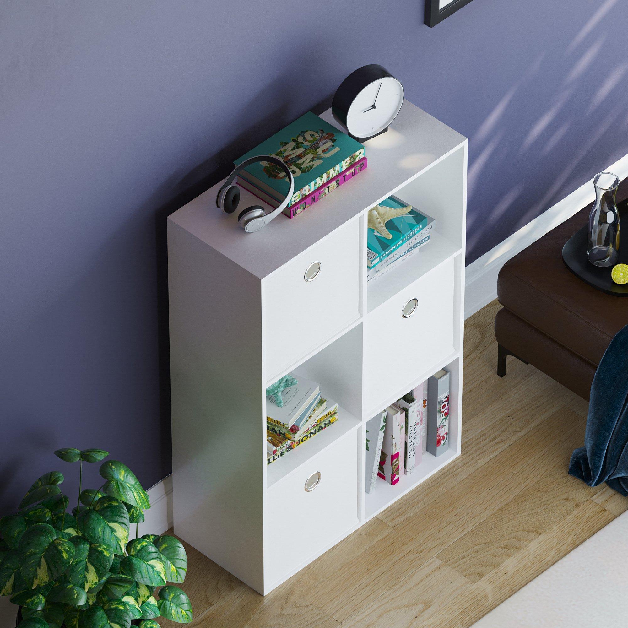 White - Lassic - 2x3 Cube Storage Unit (W) + Set of 3 Storage Cubes - 6