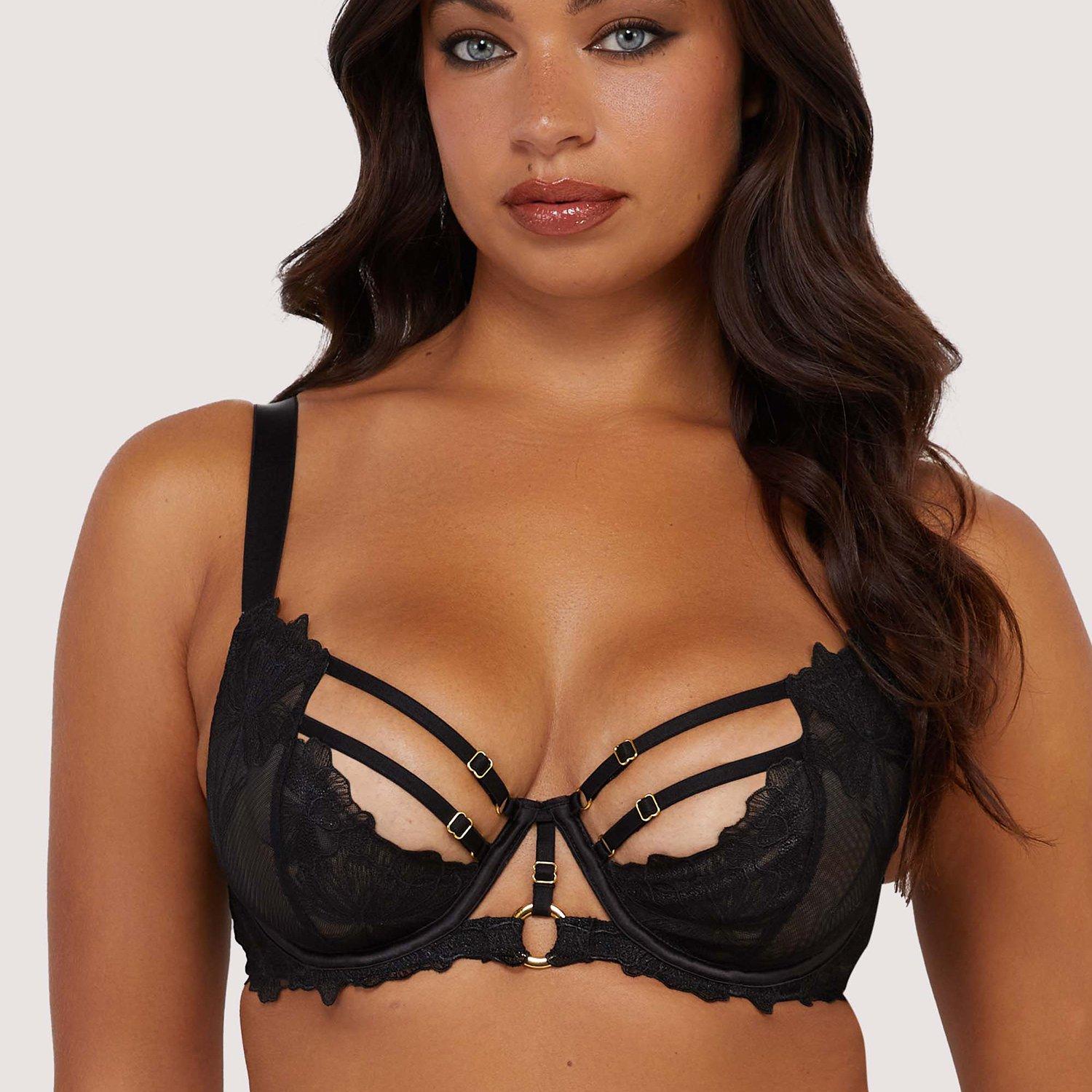 Black - Playful Promises - Eleanor Black Strappy Embroidery Balconette Bra - 2