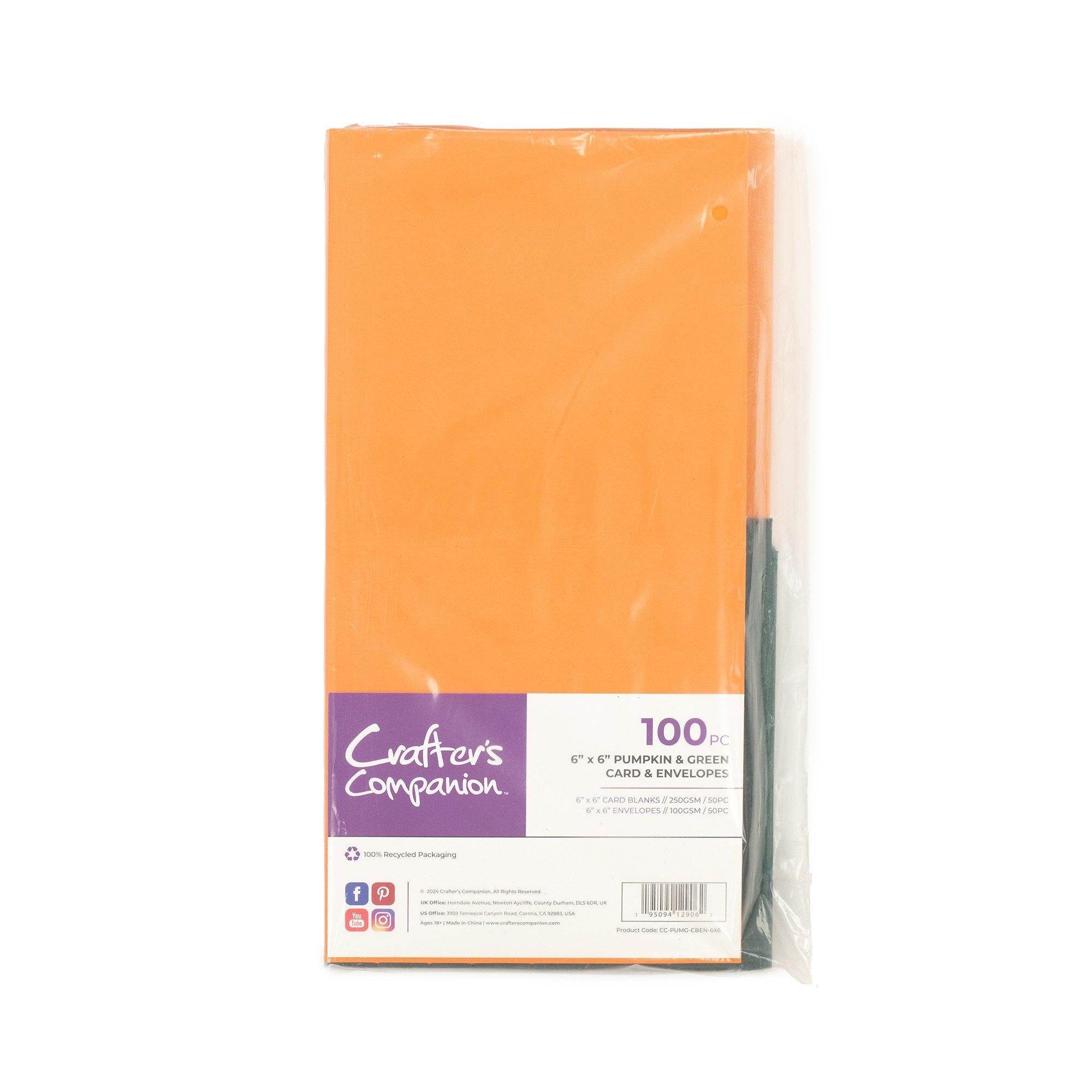 Multi - Crafters Companion - 6 x 6 Pumpkin & Green Card & Envelopes 100pc - 1