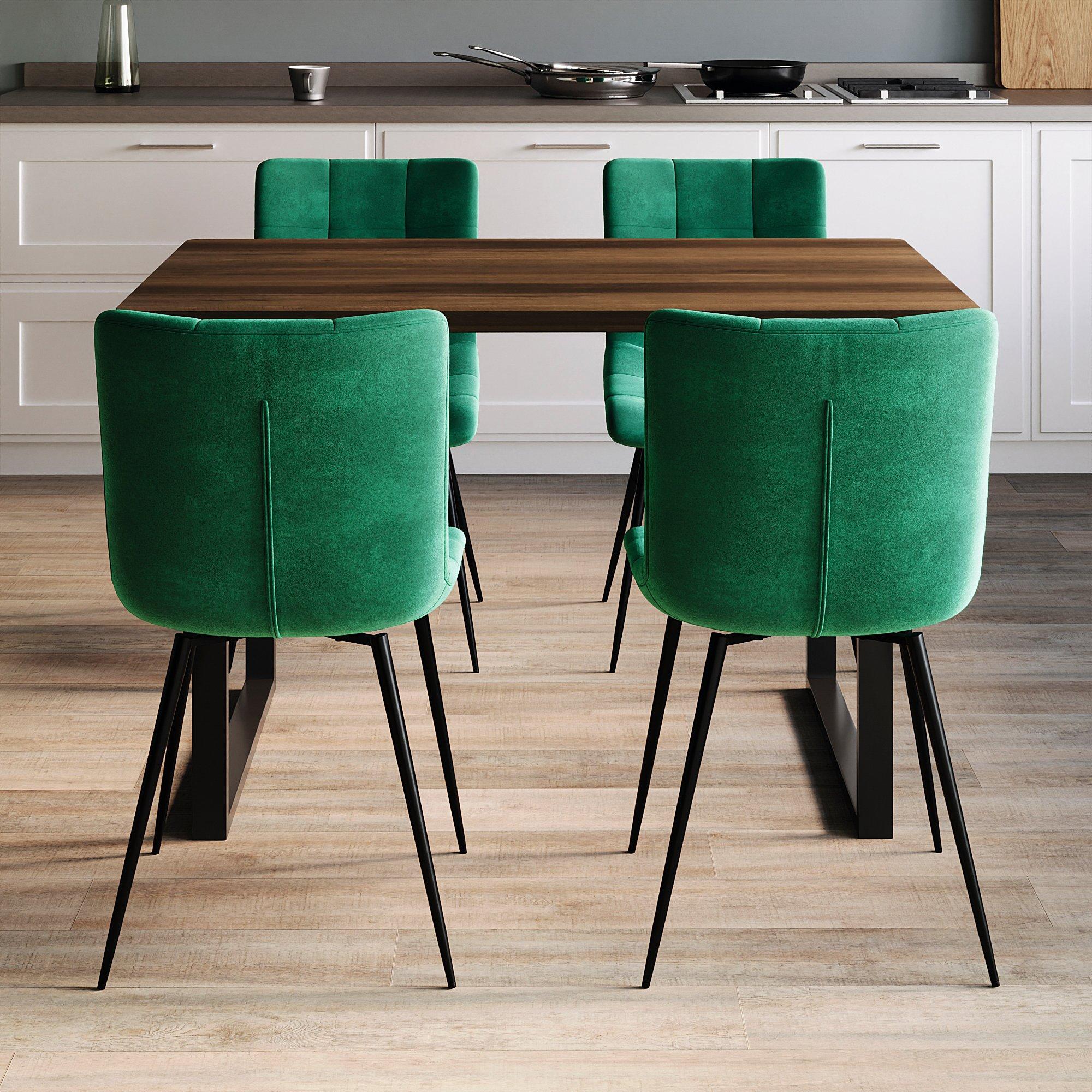 Green - Lassic - Richton Set Of 2 Padded Velvet Dining Chairs UKFR - 9