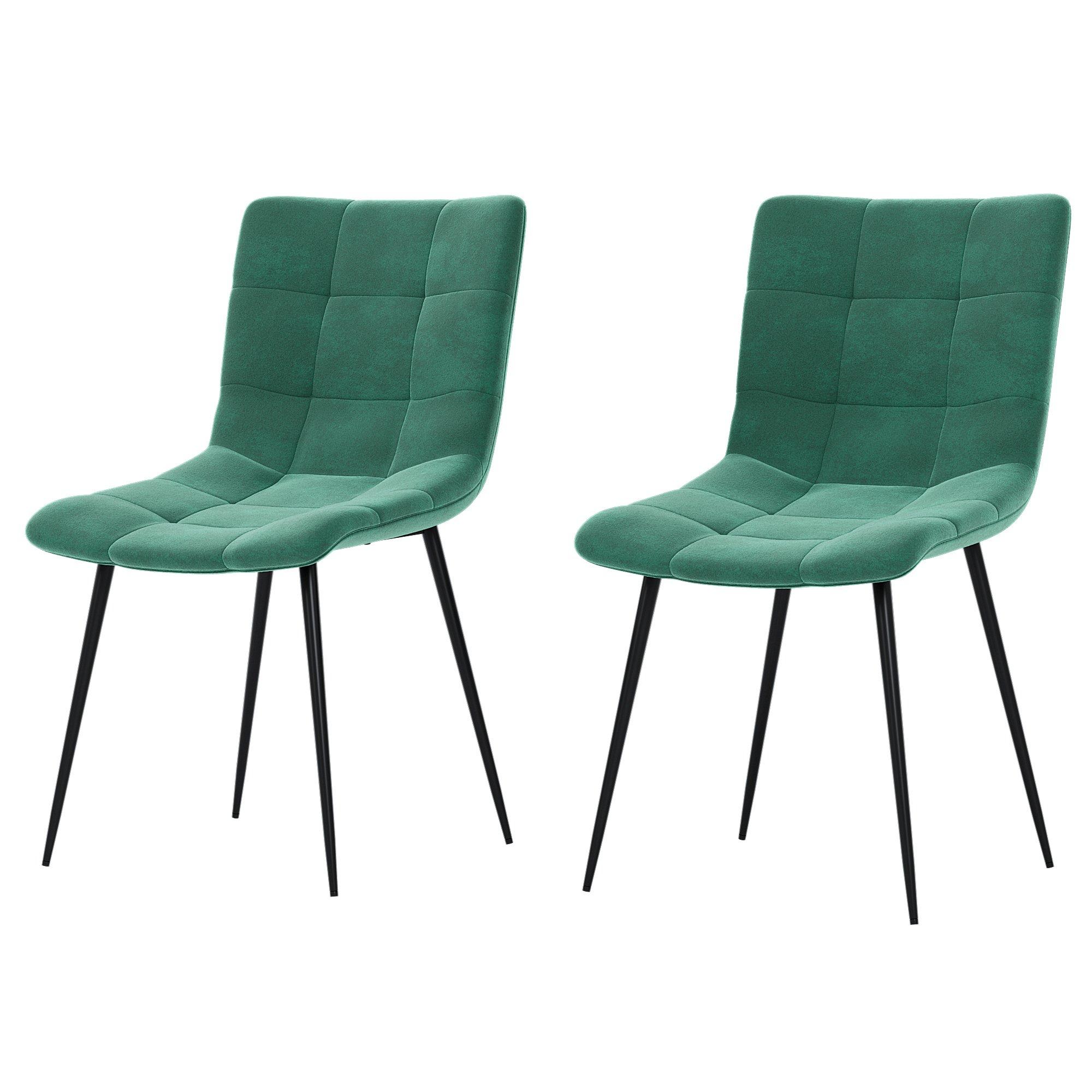 Green - Lassic - Richton Set Of 2 Padded Velvet Dining Chairs UKFR - 10