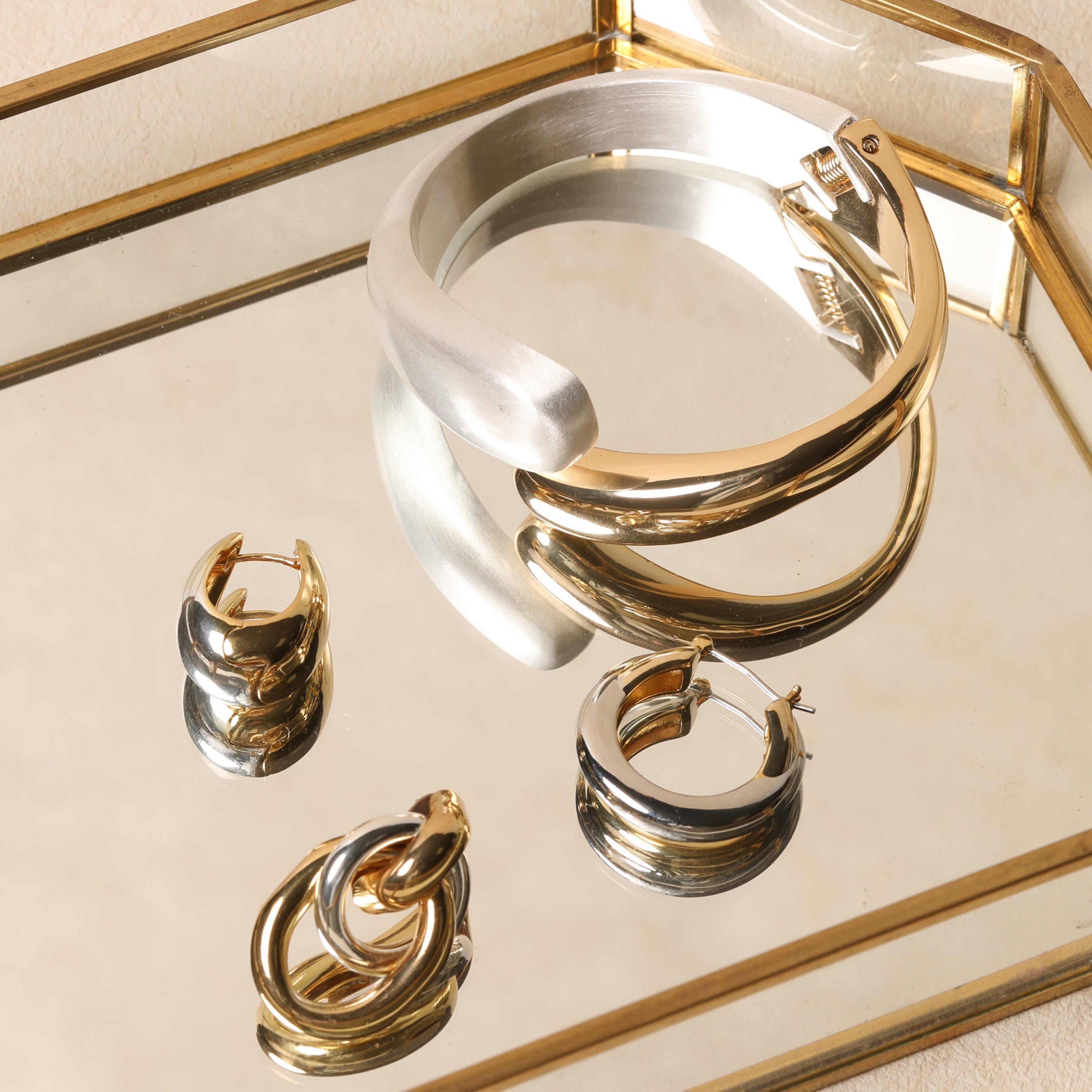 Multi - Jon Richard - Two Tone Hoop Earrings - 3