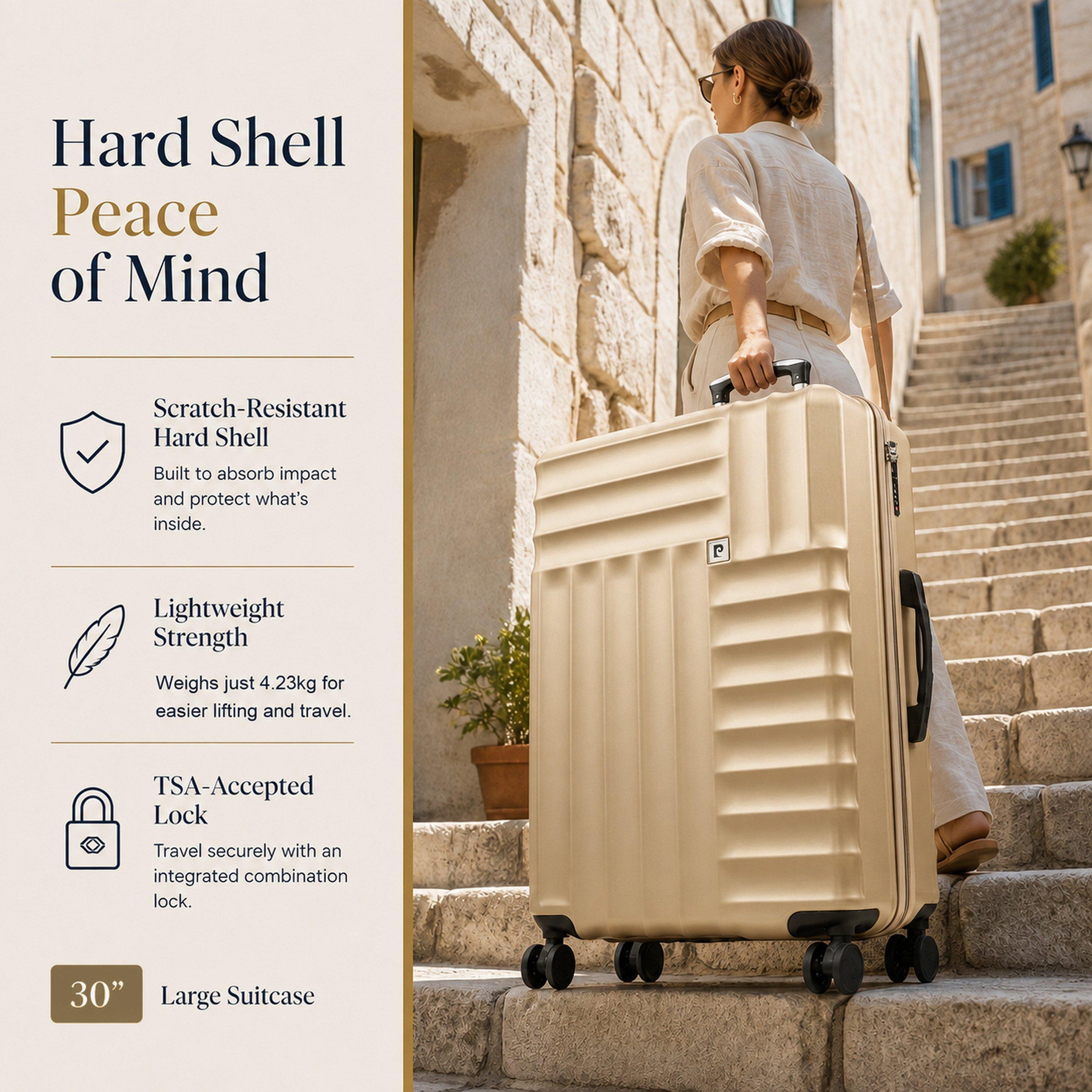 Champagne - Pierre Cardin - Soleil 30-inch Hard Shell Luggage Large Suitcase - 8