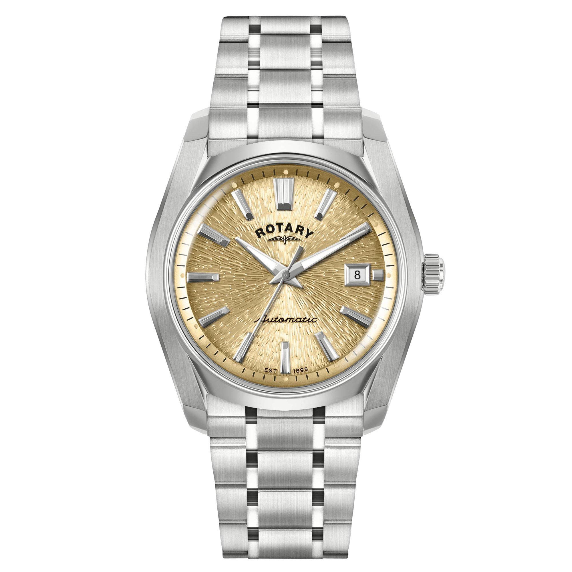 Silver - Rotary - Mens Lumen Champagne Dial SS Bracelet Watc - 1