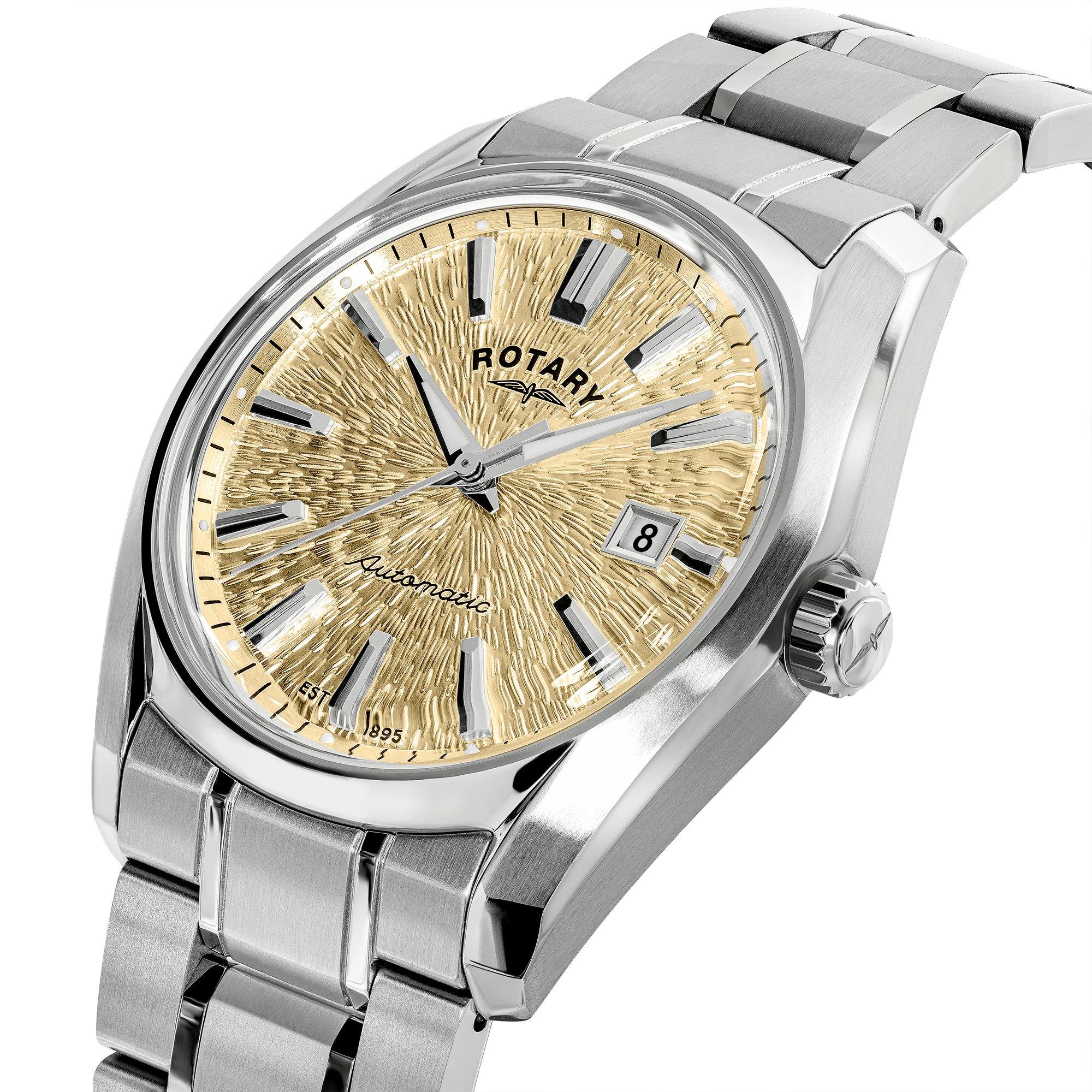 Silver - Rotary - Rotary Mens Lumen Champagne Dial SS Bracelet Watc - 2