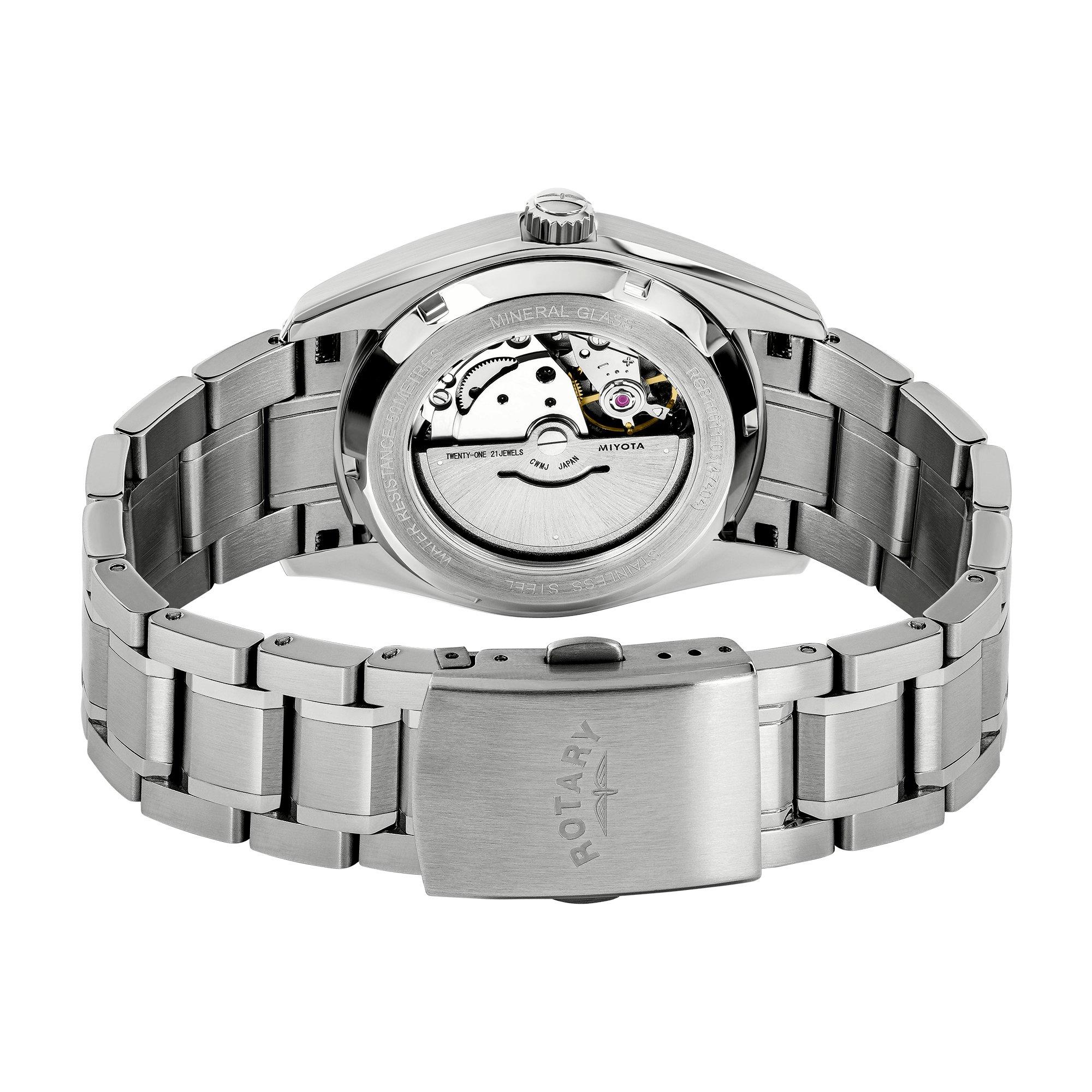 Silver - Rotary - Rotary Mens Lumen Champagne Dial SS Bracelet Watc - 4