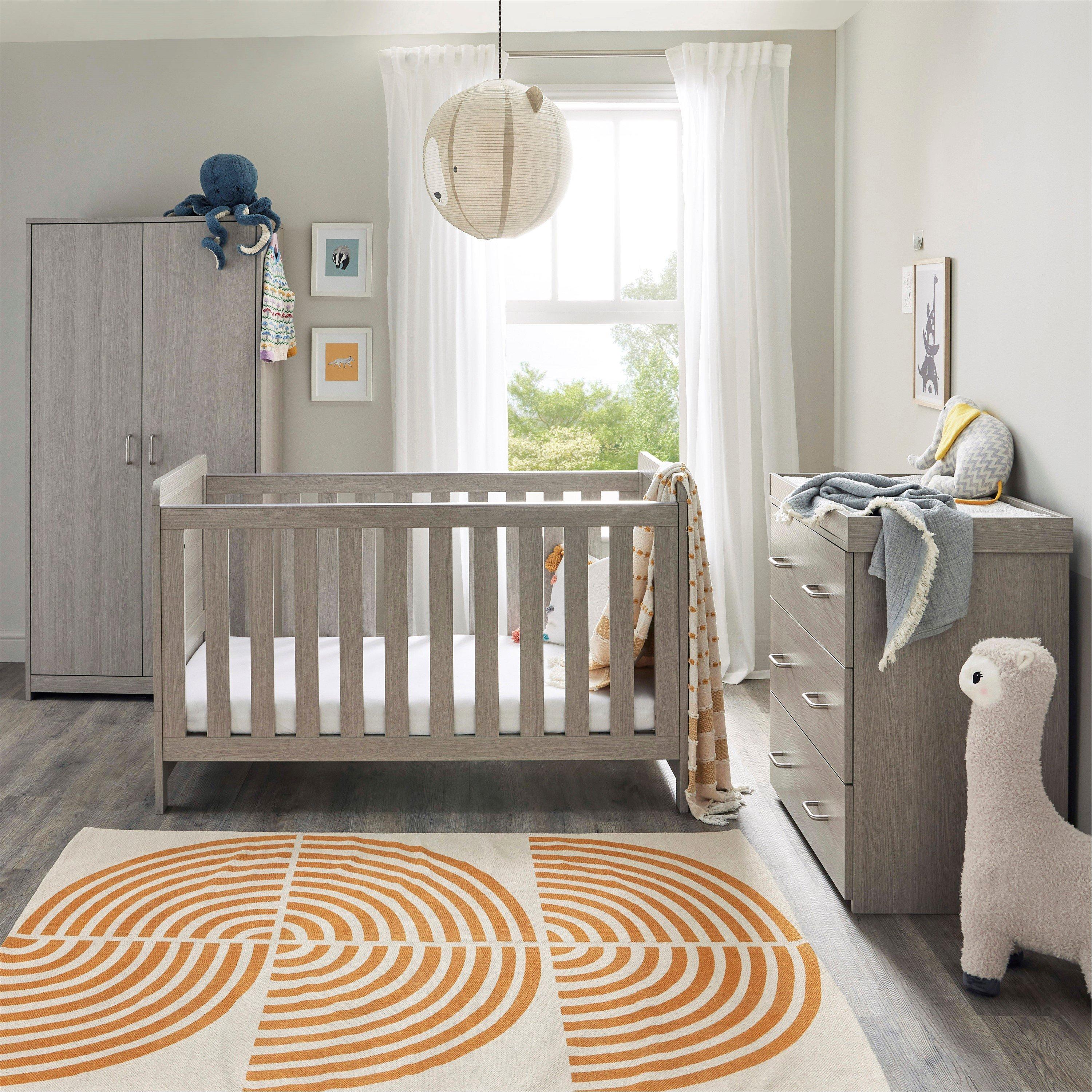 Grey Wash - Babymore - Caro 3 Piece Nursery Room Set - Grey Wash - 3