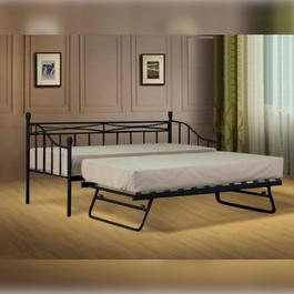 Comfy Living Metal Day Bed With Trundle And Mattress