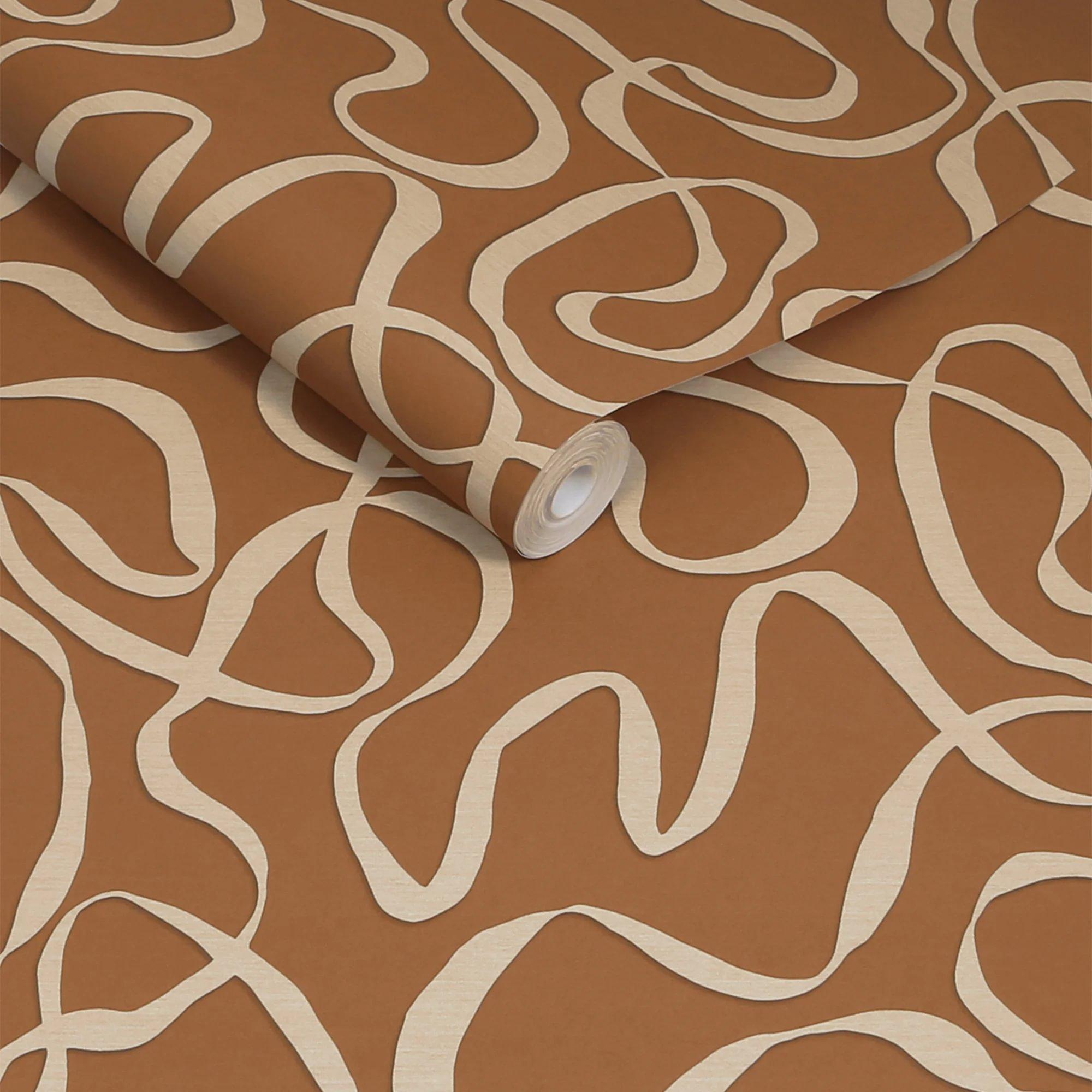 Burnt Orange - MADE - Varri Abstract Lines Wallpaper - 3