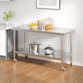 Breeins 1.5m 2 Tier Kitchen Stainless Steel Table