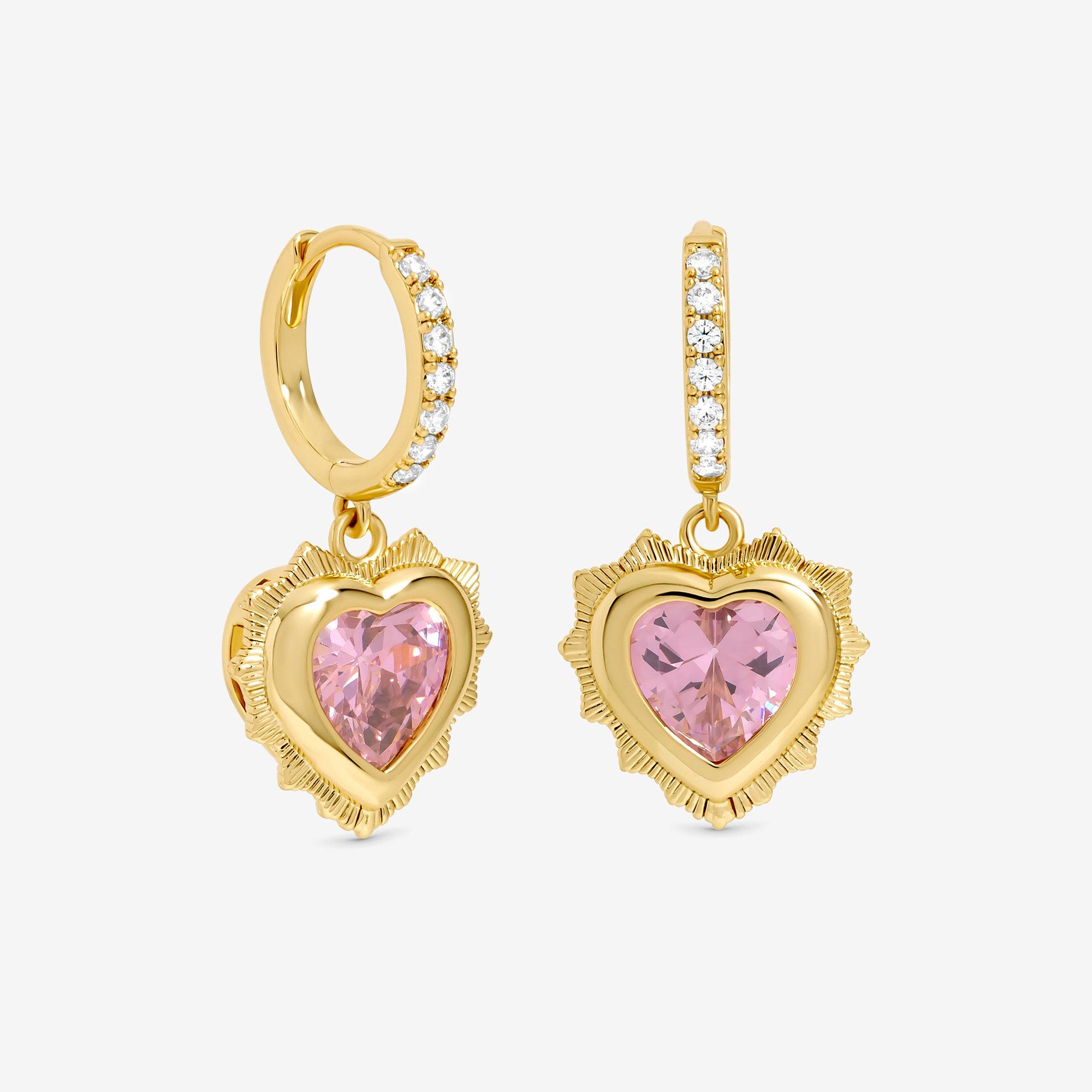 Gold - Jon Richard - Gold Plated Heart Birthstone Huggies - October - 2