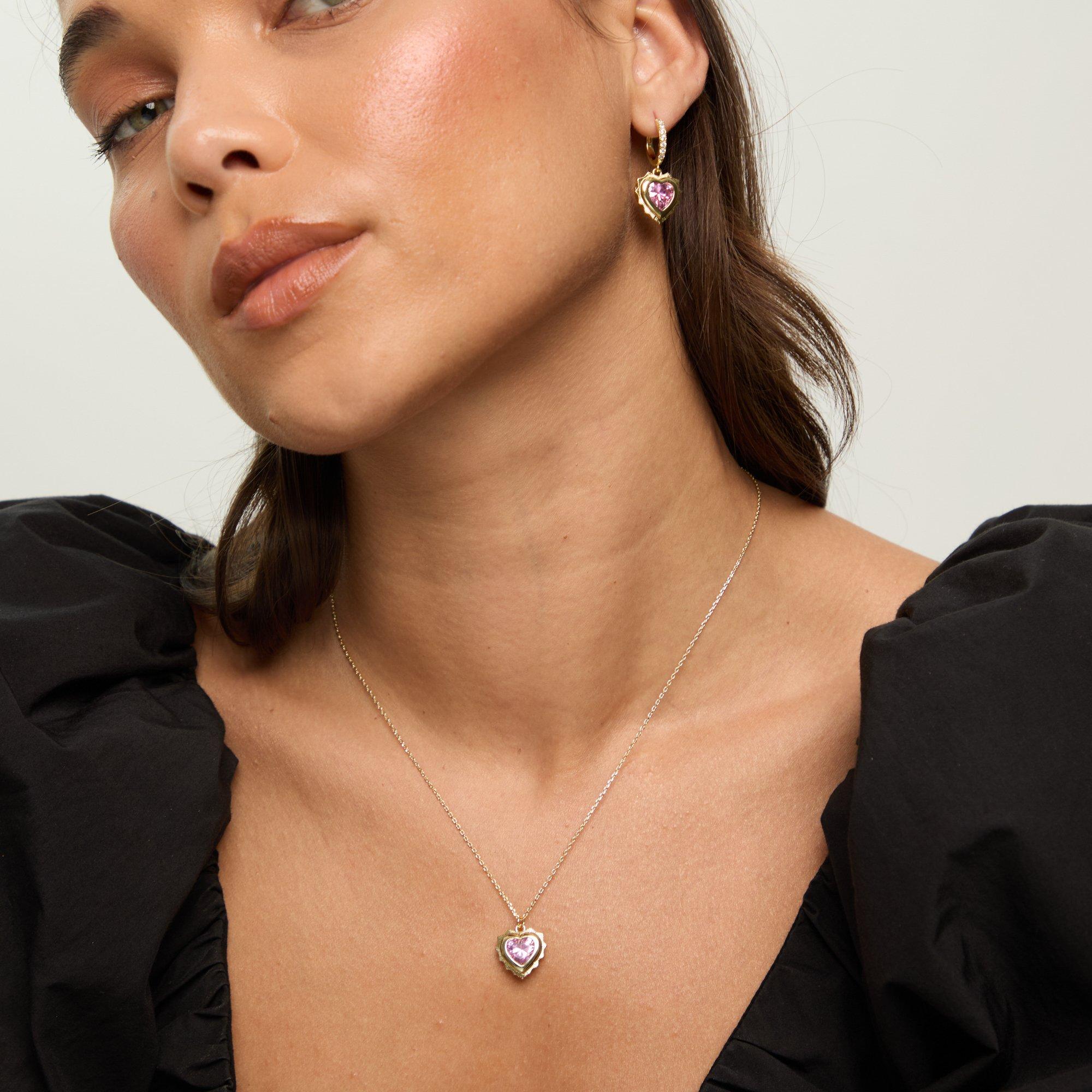 Gold - Jon Richard - Gold Plated Heart Birthstone Huggies - October - 4