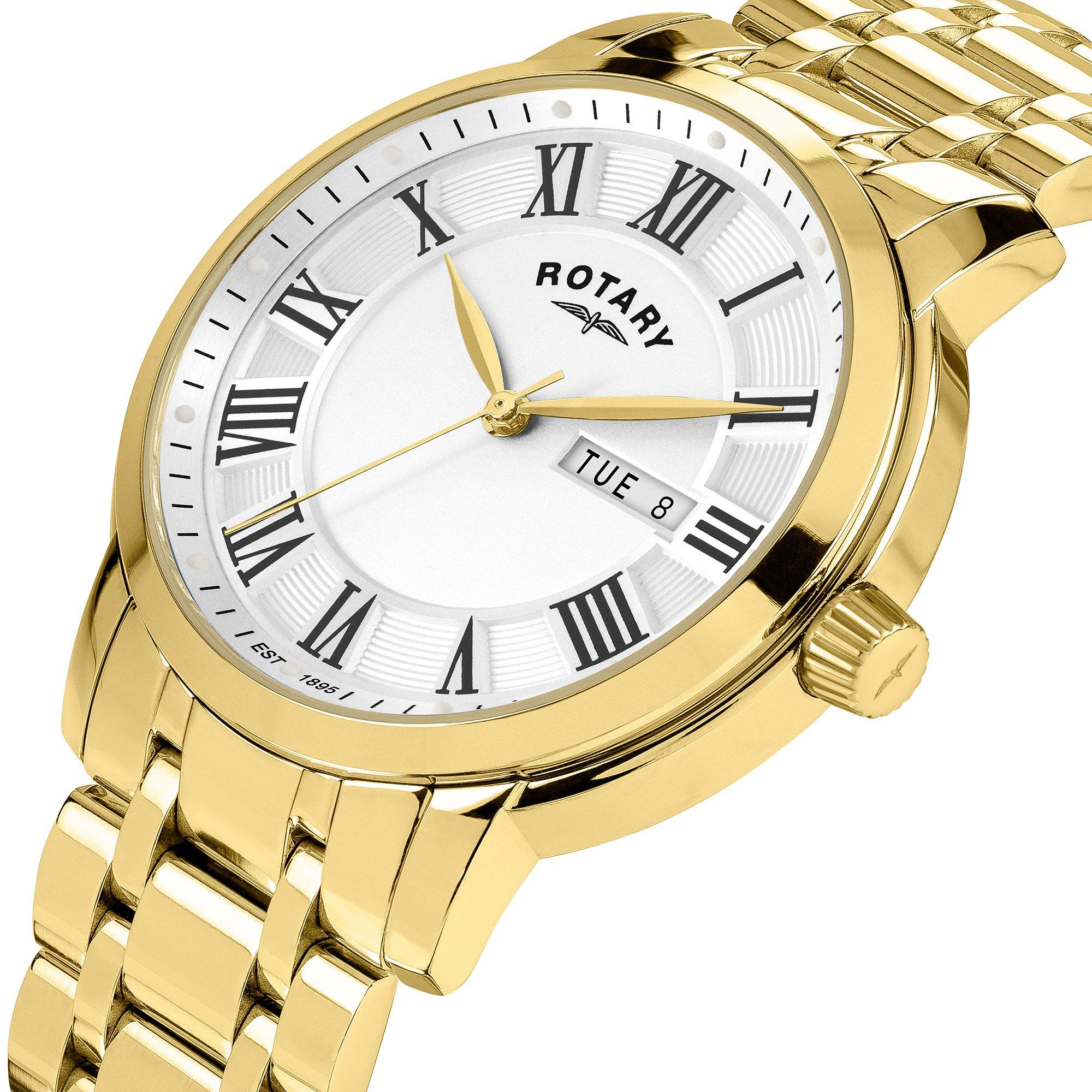 Gold - Rotary - Rotary Mens Heritage Gold SS Bracelet Watch - 2