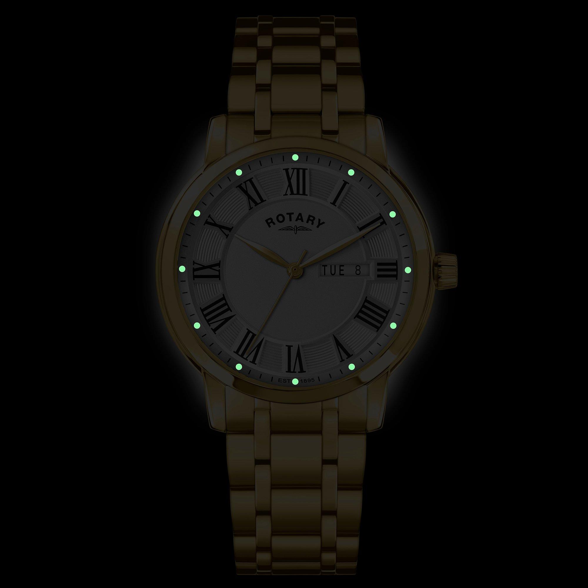 Gold - Rotary - Rotary Mens Heritage Gold SS Bracelet Watch - 5