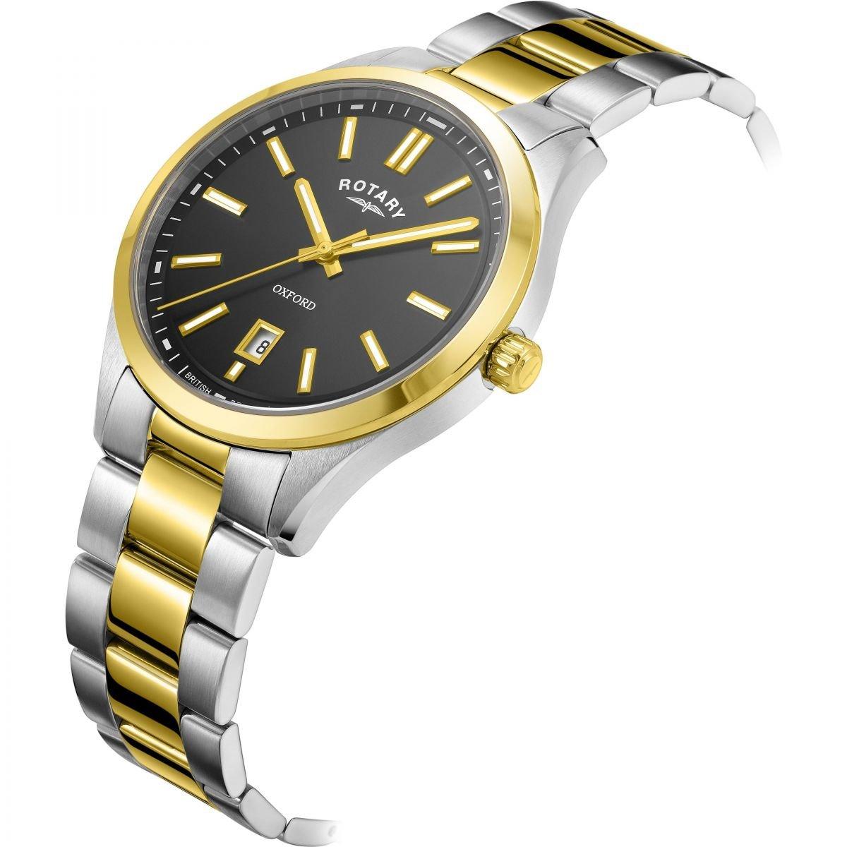 Two-Tone Gold A - Rotary - Mens Rotary Oxford Sapphire Glass Date Watch - 2