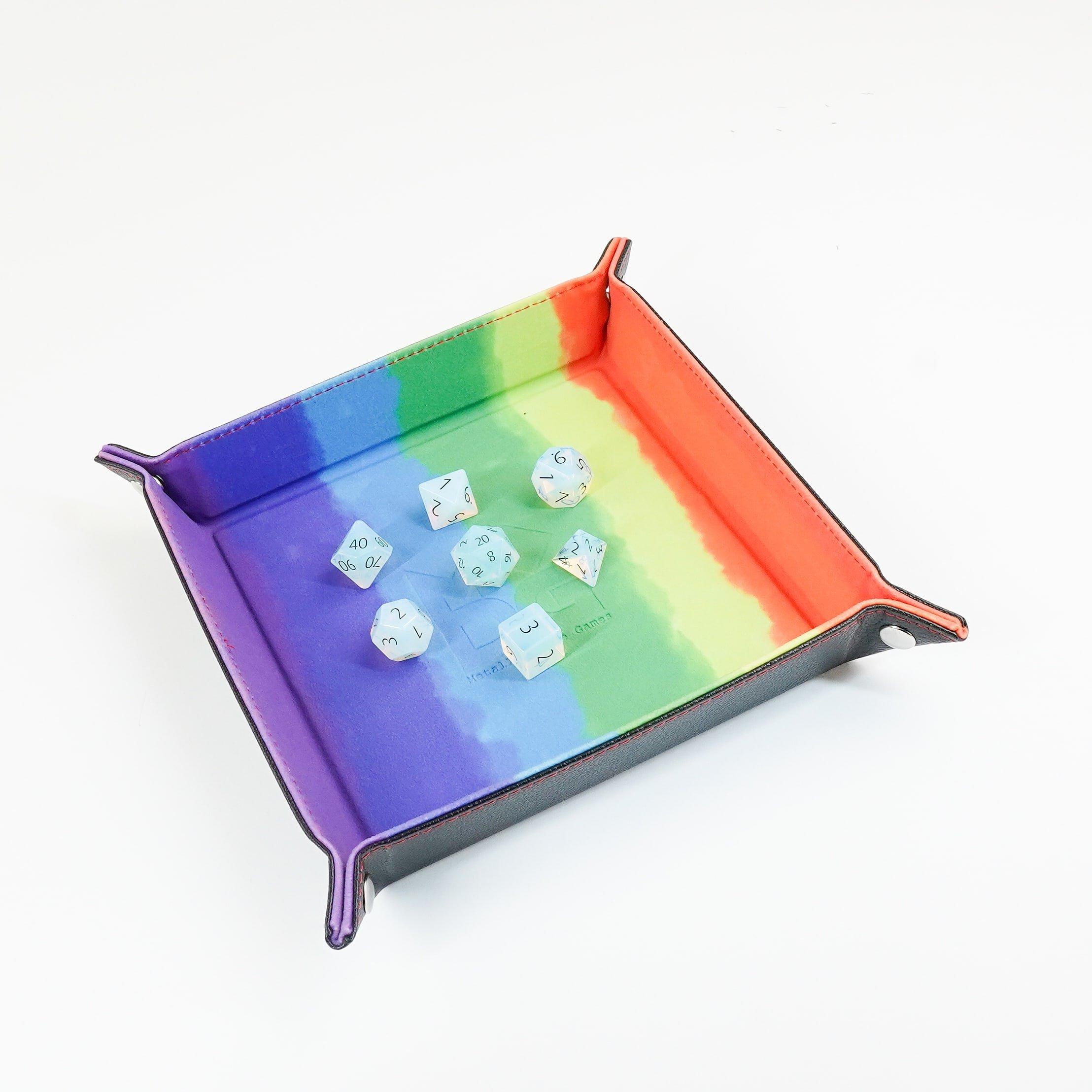 Merchandise - Asmodee - Fold Up Velvet Dice Tray: Watercolour Rainbow - 2