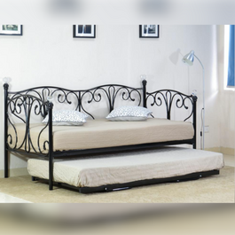 Comfy Living Metal Daybed With Crystal Finials and Mattress
