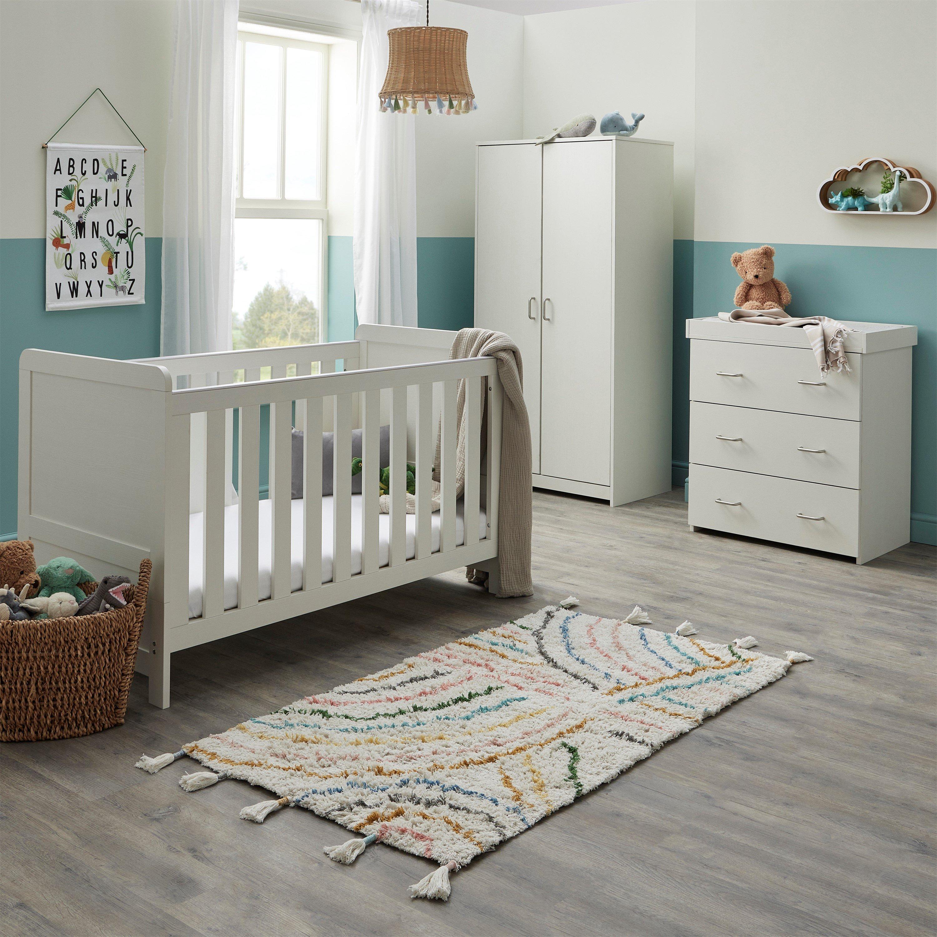 White Wash - Babymore - Caro 3 Piece Nursery Room Set - White Wash - 2