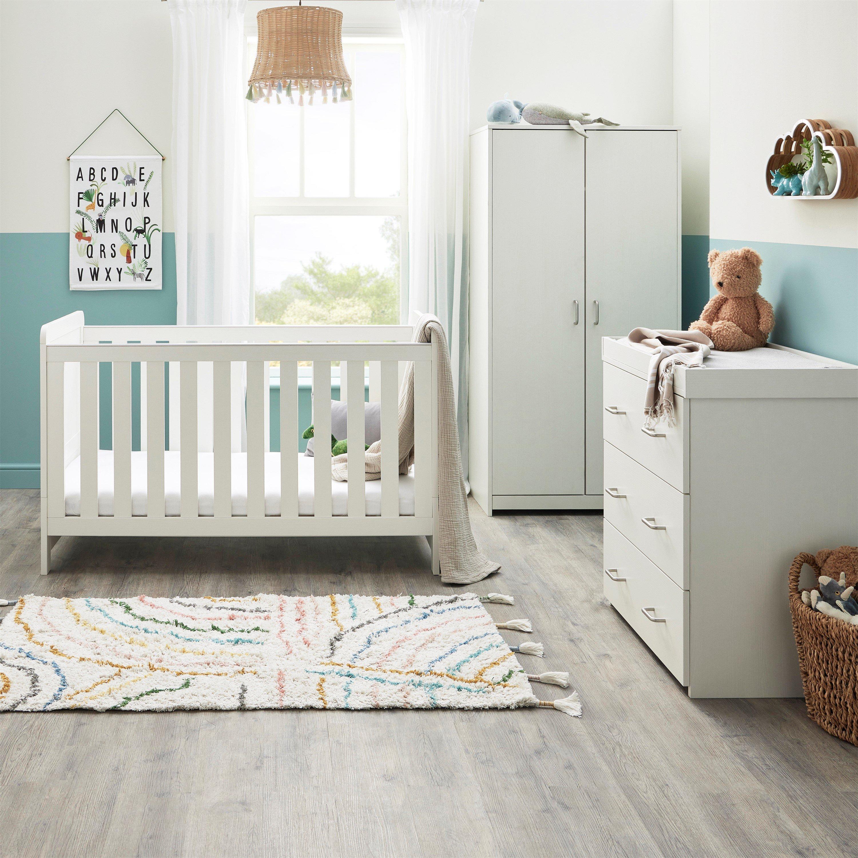 White Wash - Babymore - Caro 3 Piece Nursery Room Set - White Wash - 3