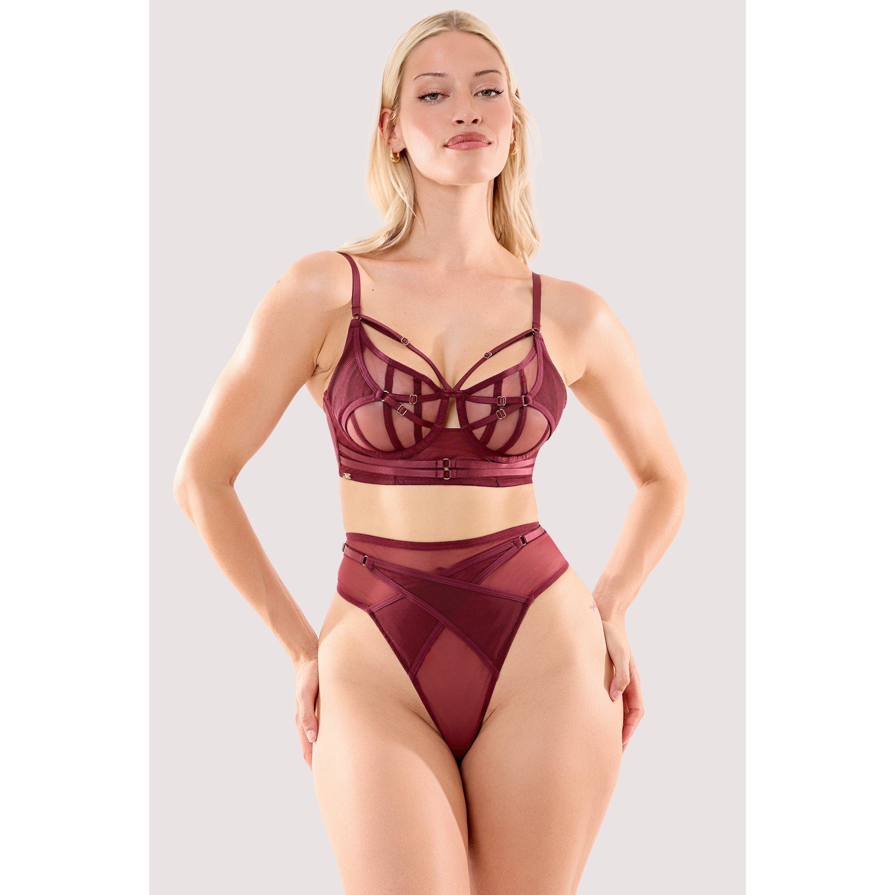 Wine - Playful Promises - Eddie Wine Crossover High Waist Thong - 3