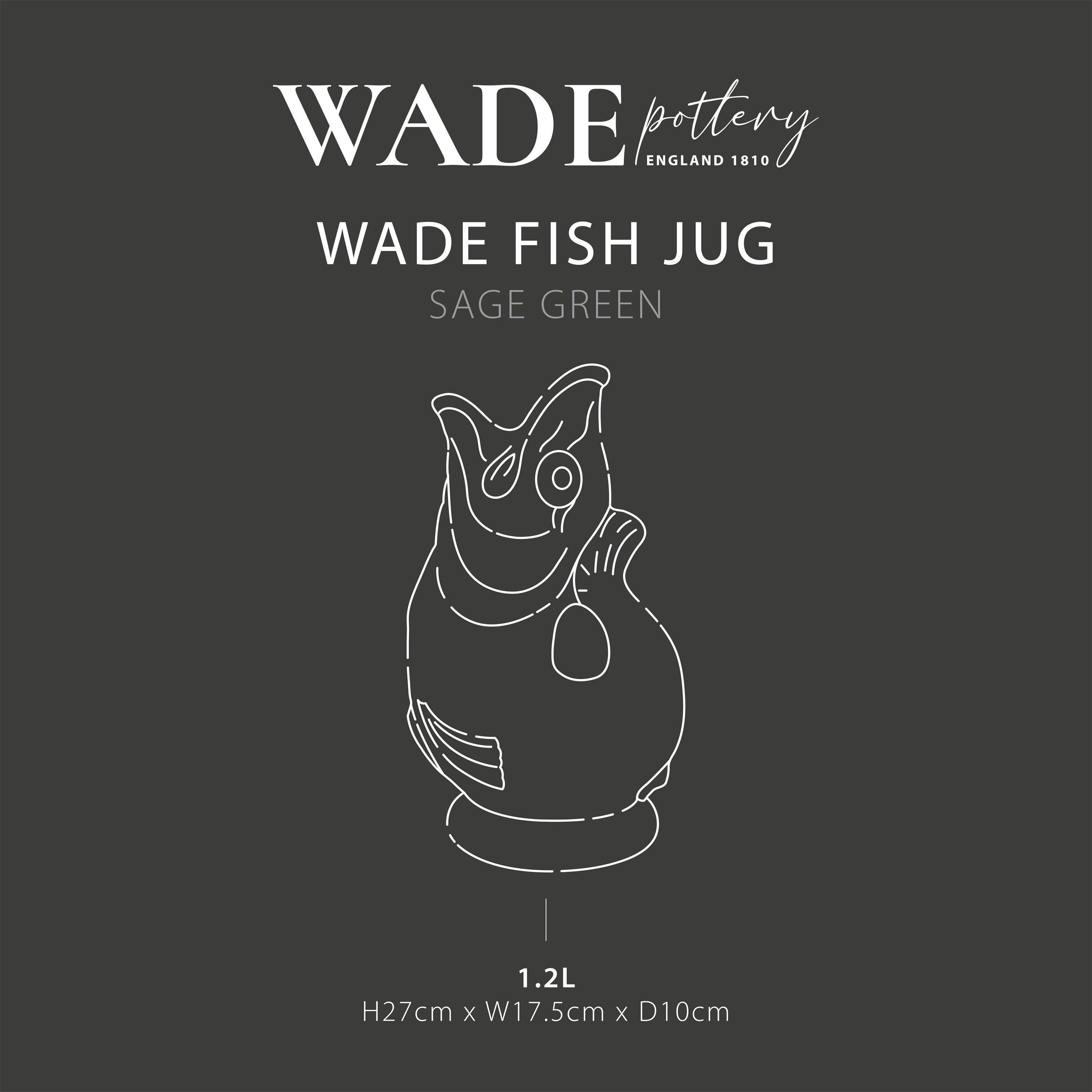 Sage - WADE - Wade Fish Jug Handcrafted in Stoke-on-Trent Made from English Earthenware 1.2L Sage WA967803SGE - 5