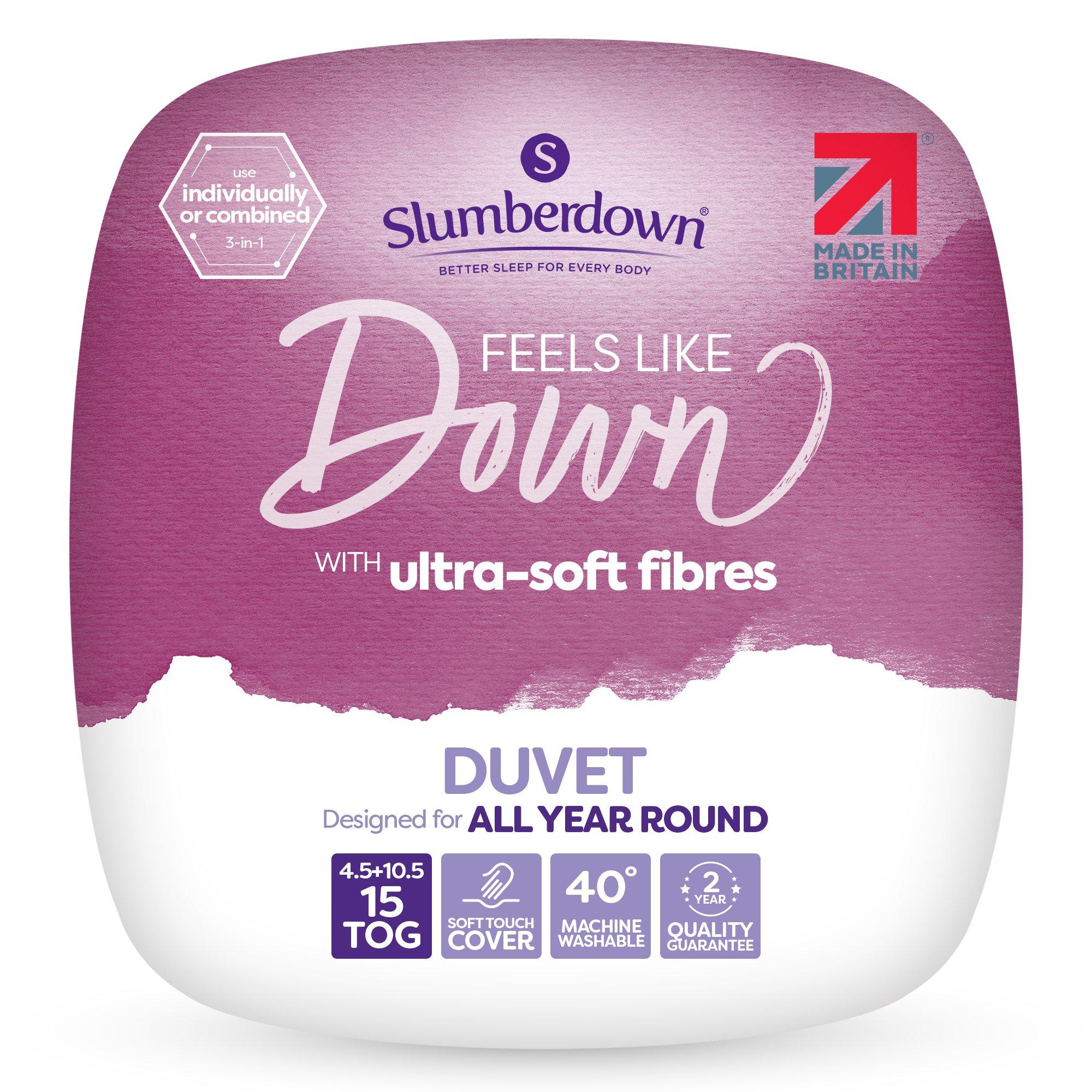 White - Slumberdown - Feels Like Down All Seasons 15 Tog Duvet - 1