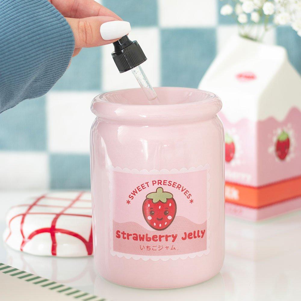 Pink - Something Different - Strawberry Jelly Jar Oil Burner and Wax Warmer - 2